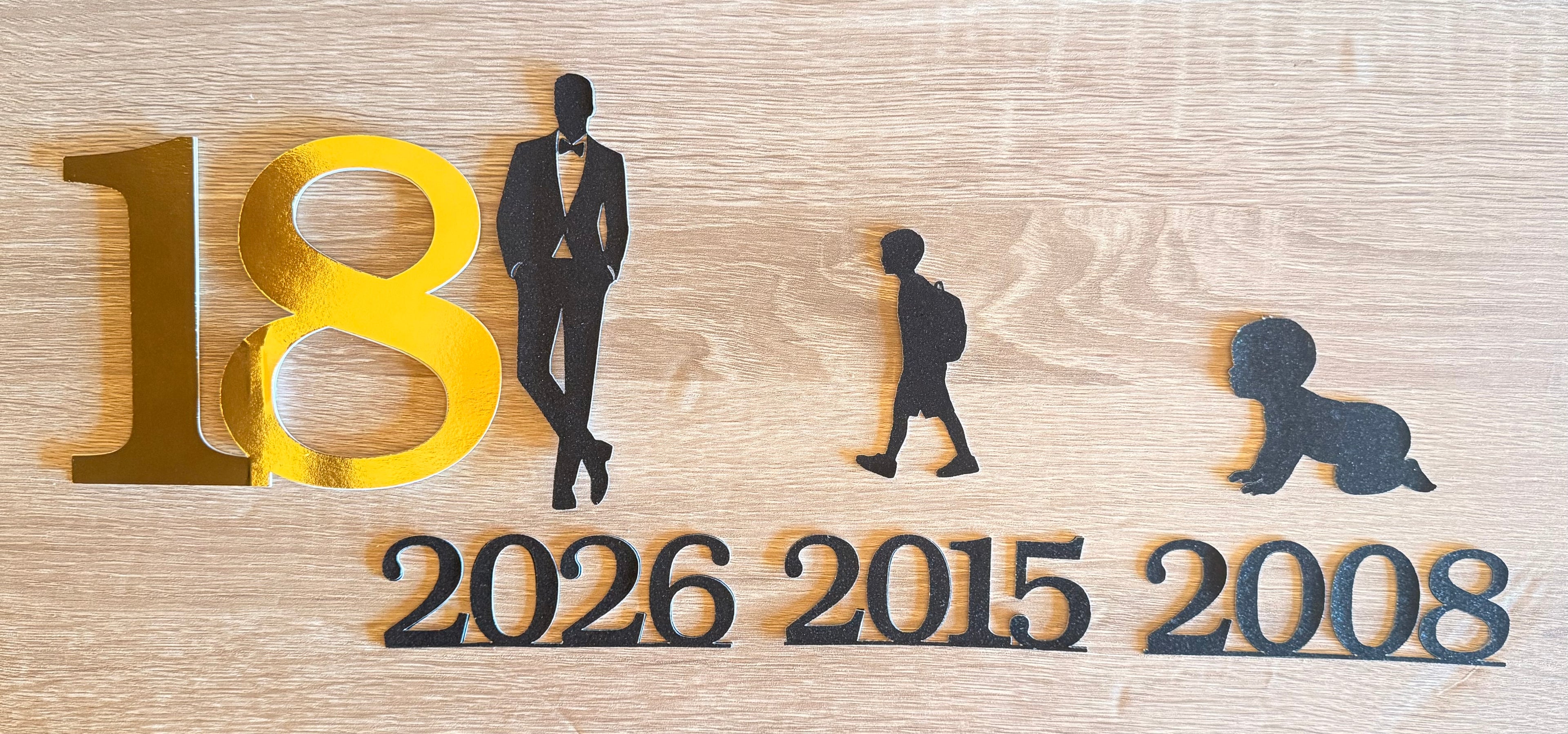 18th Birthday Timeline Cake Topper Set | Personalised 7 Piece Set