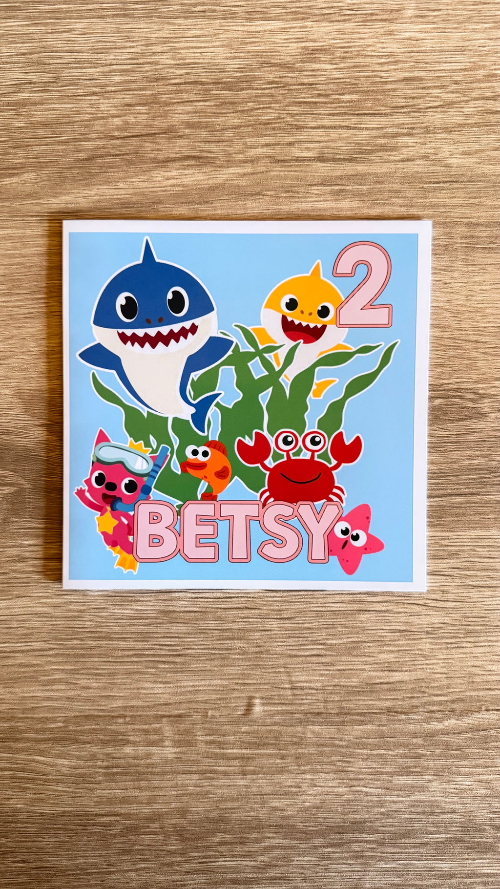 Baby Shark Personalised Cake Topper Set | Custom Name & Age Birthday Decoration