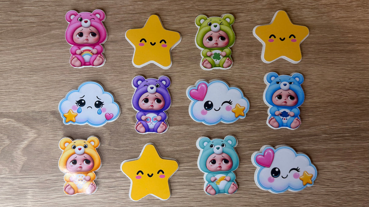 Sad Baby Care Bears Inspired Cupcake Toppers | Set of 12 Birthday Decorations