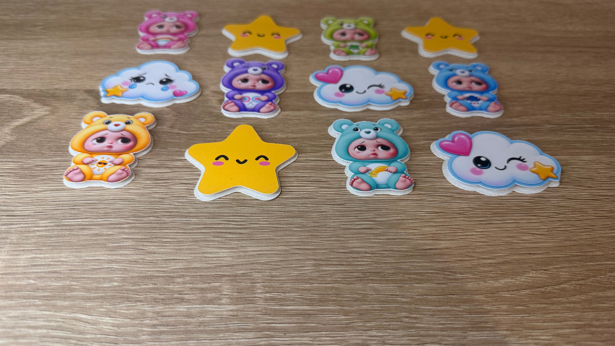 Sad Baby Care Bears Inspired Cupcake Toppers | Set of 12 Birthday Decorations
