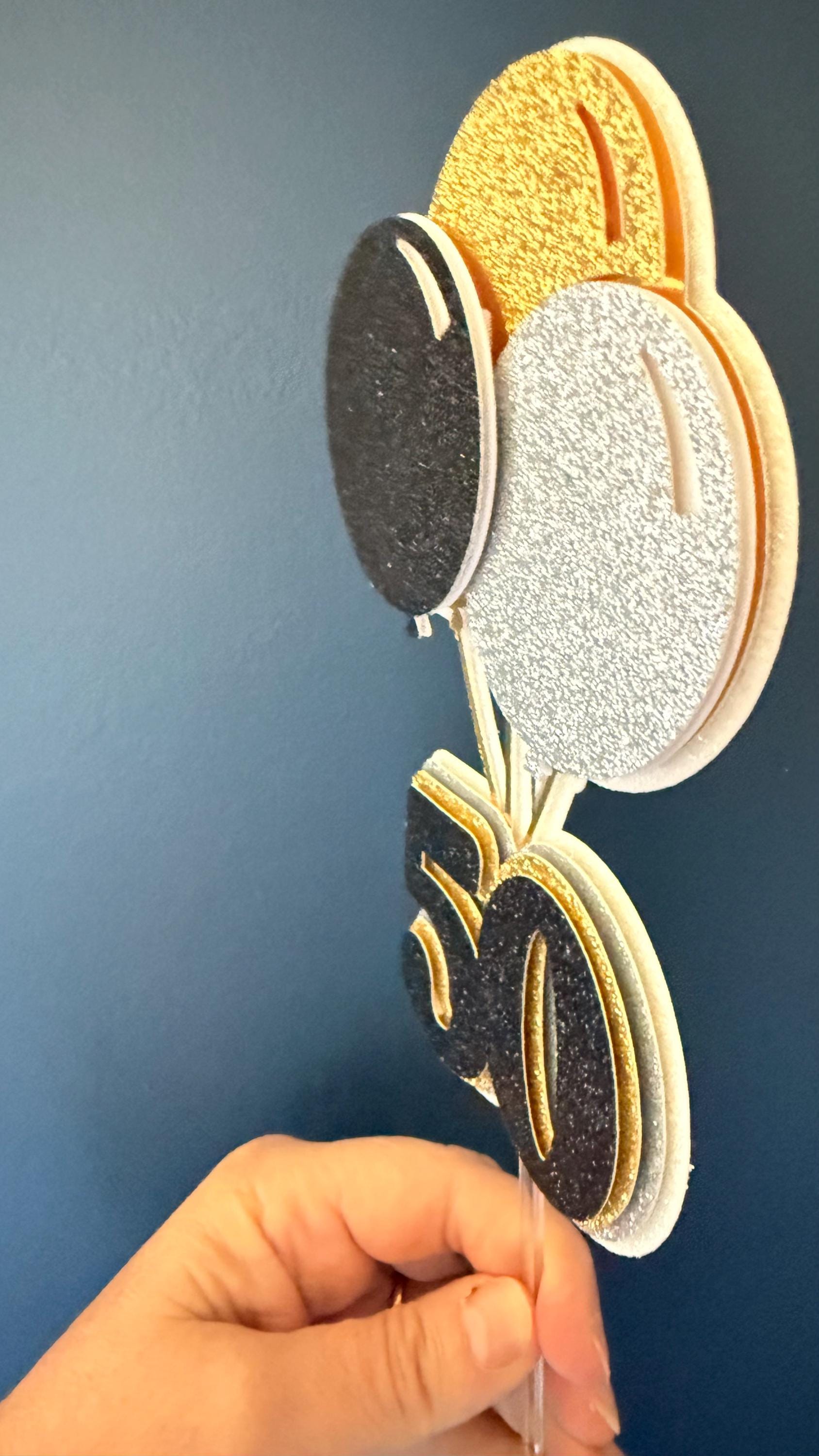 Milestone Birthday Cake Topper Set |Any age 30-100 Black Gold Silver Glitter Party Decoration