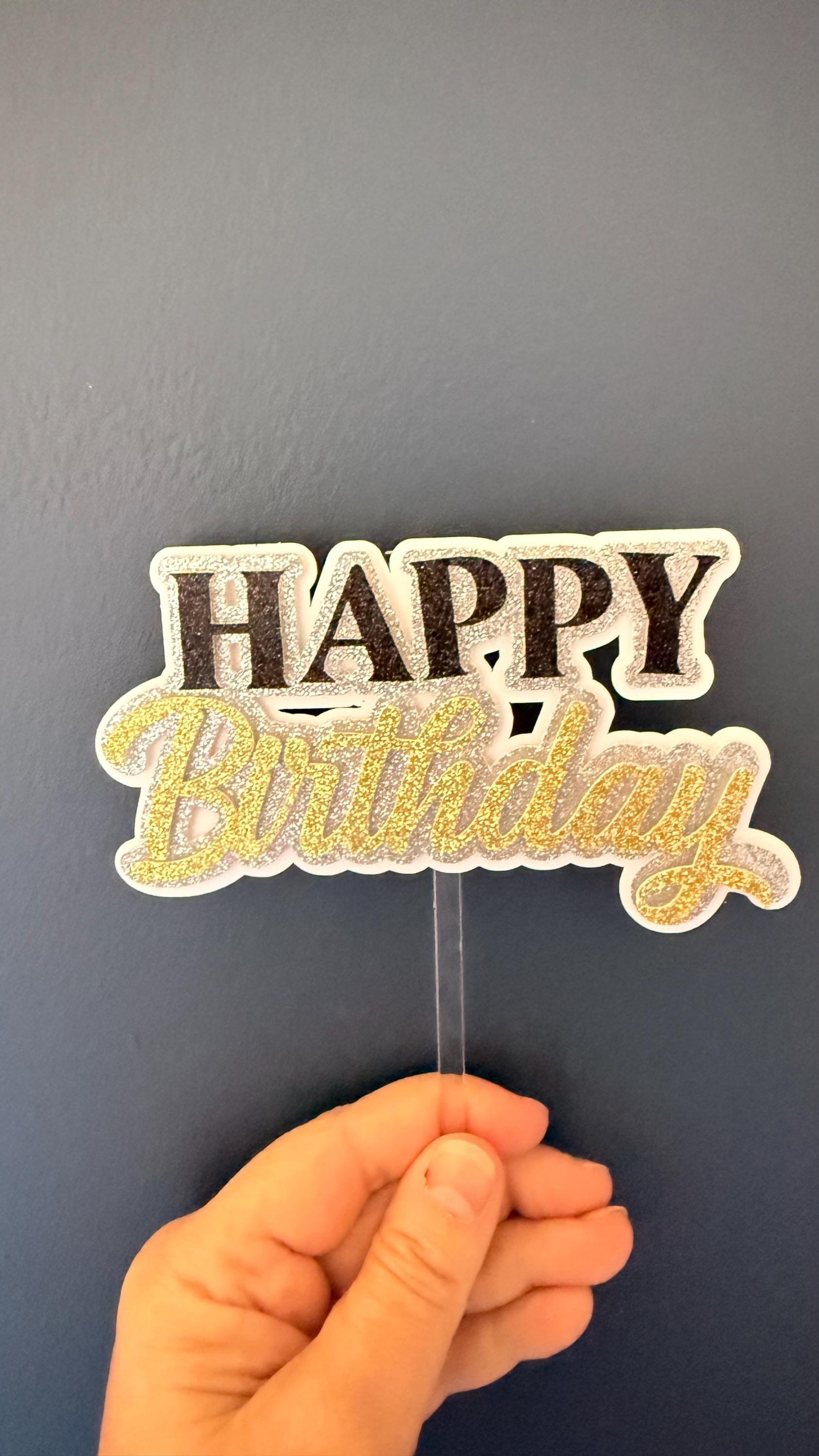 Milestone Birthday Cake Topper Set |Any age 30-100 Black Gold Silver Glitter Party Decoration
