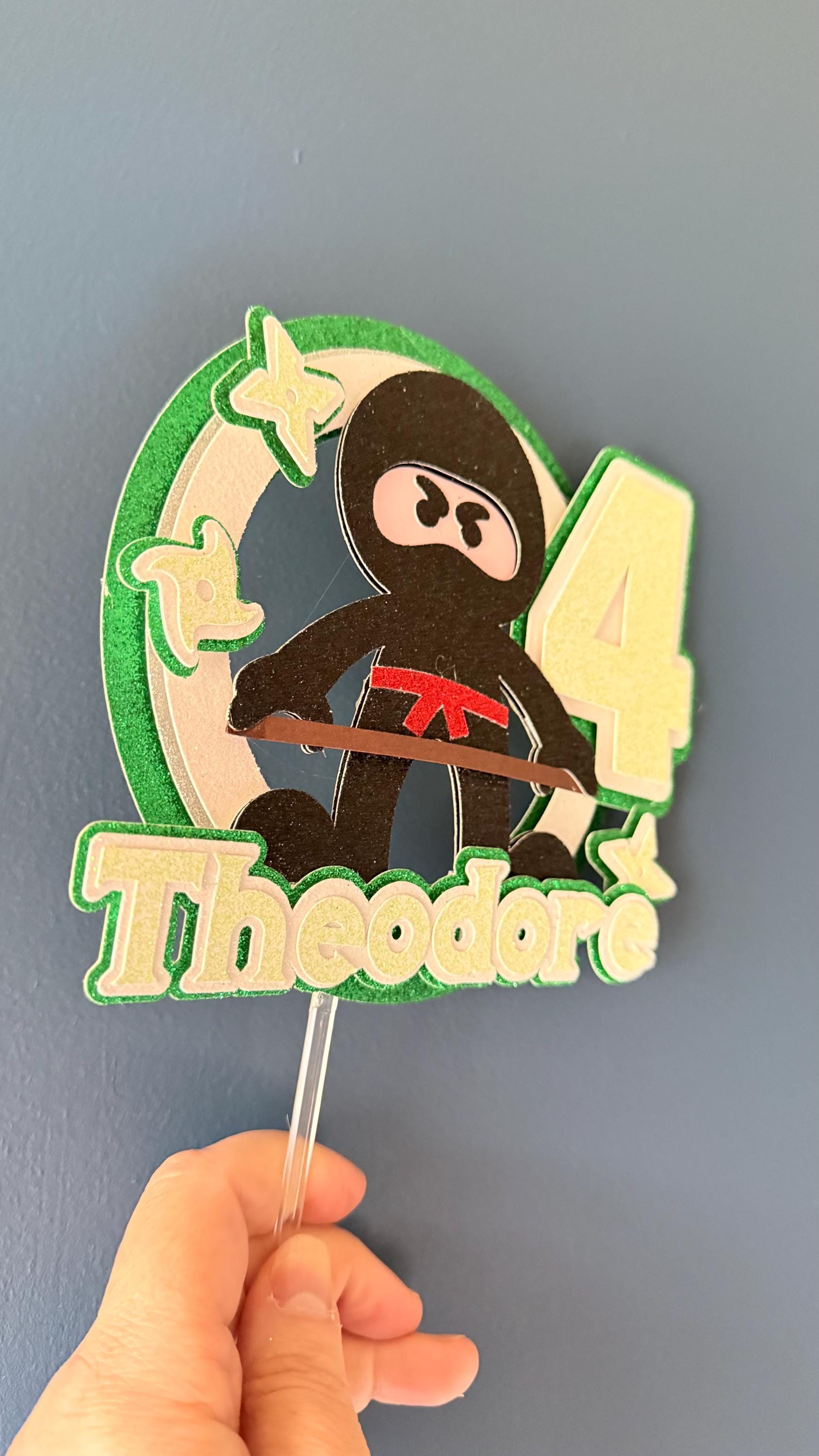 Ninja Cake Topper | Personalised  | Karate Pose, Birthday Name Age