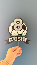 Personalised Football Cake Topper | Custom Name Age | Boys Birthday Soccer Decoration