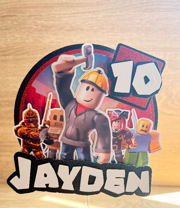 Roblox Personalised Cake Topper – Custom Name & Age Birthday Decoration