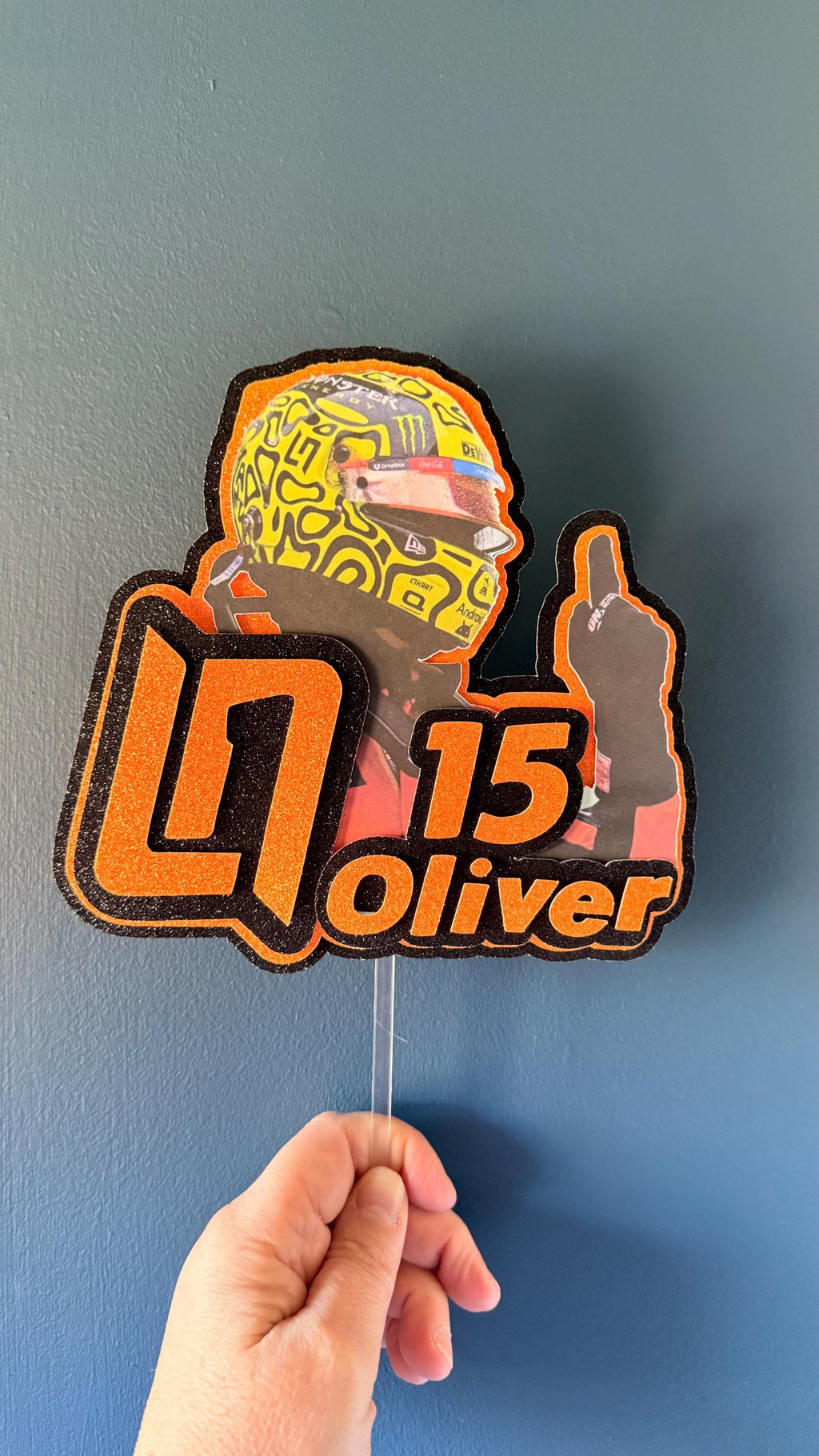 Lando Norris LN4 Cake Topper | F1 Birthday Glitter Decoration Personalised (etsy image id: 7828412980)