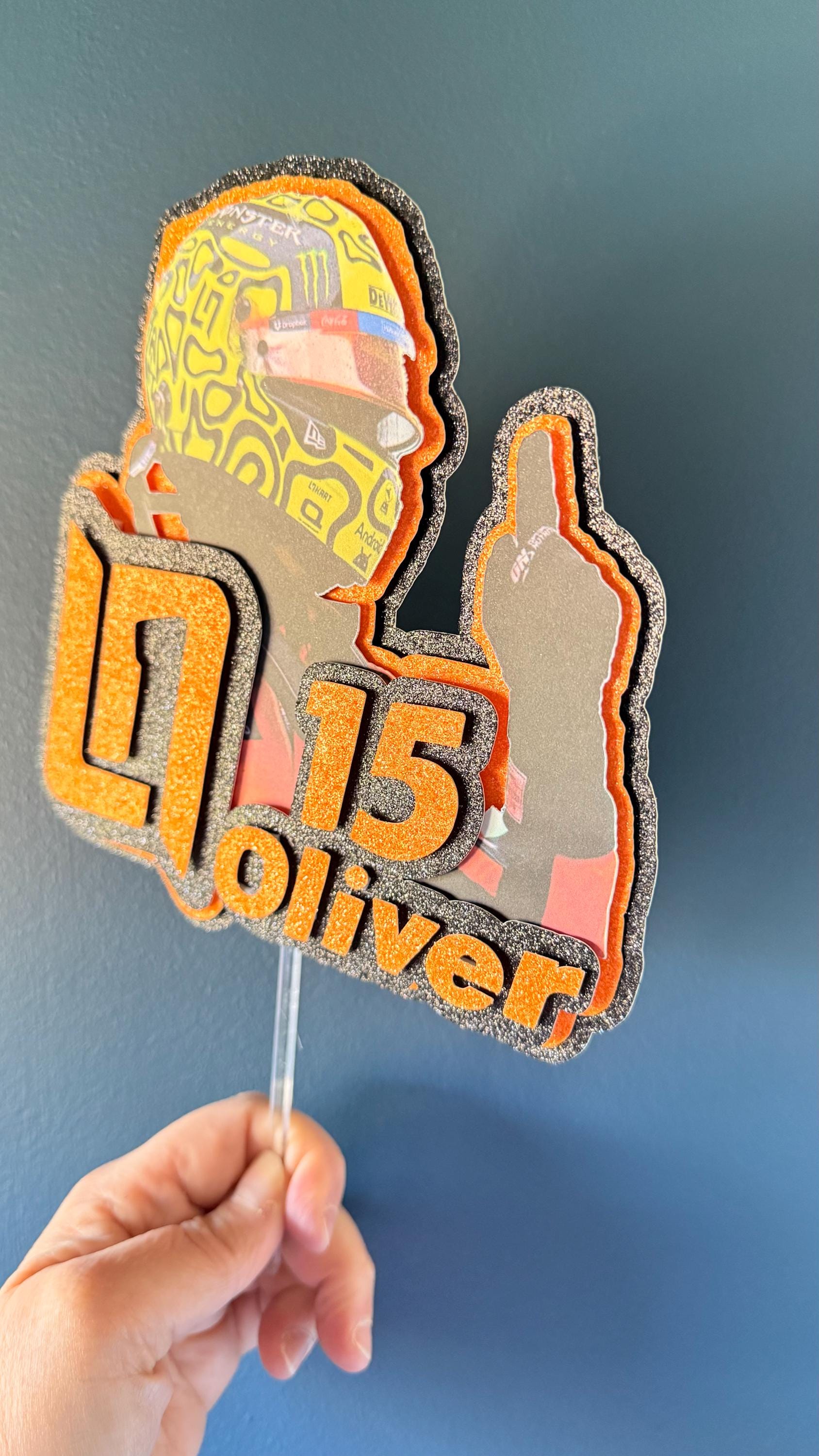 Lando Norris LN4 Cake Topper | F1 Birthday Glitter Decoration Personalised (etsy image id: 7828412984)