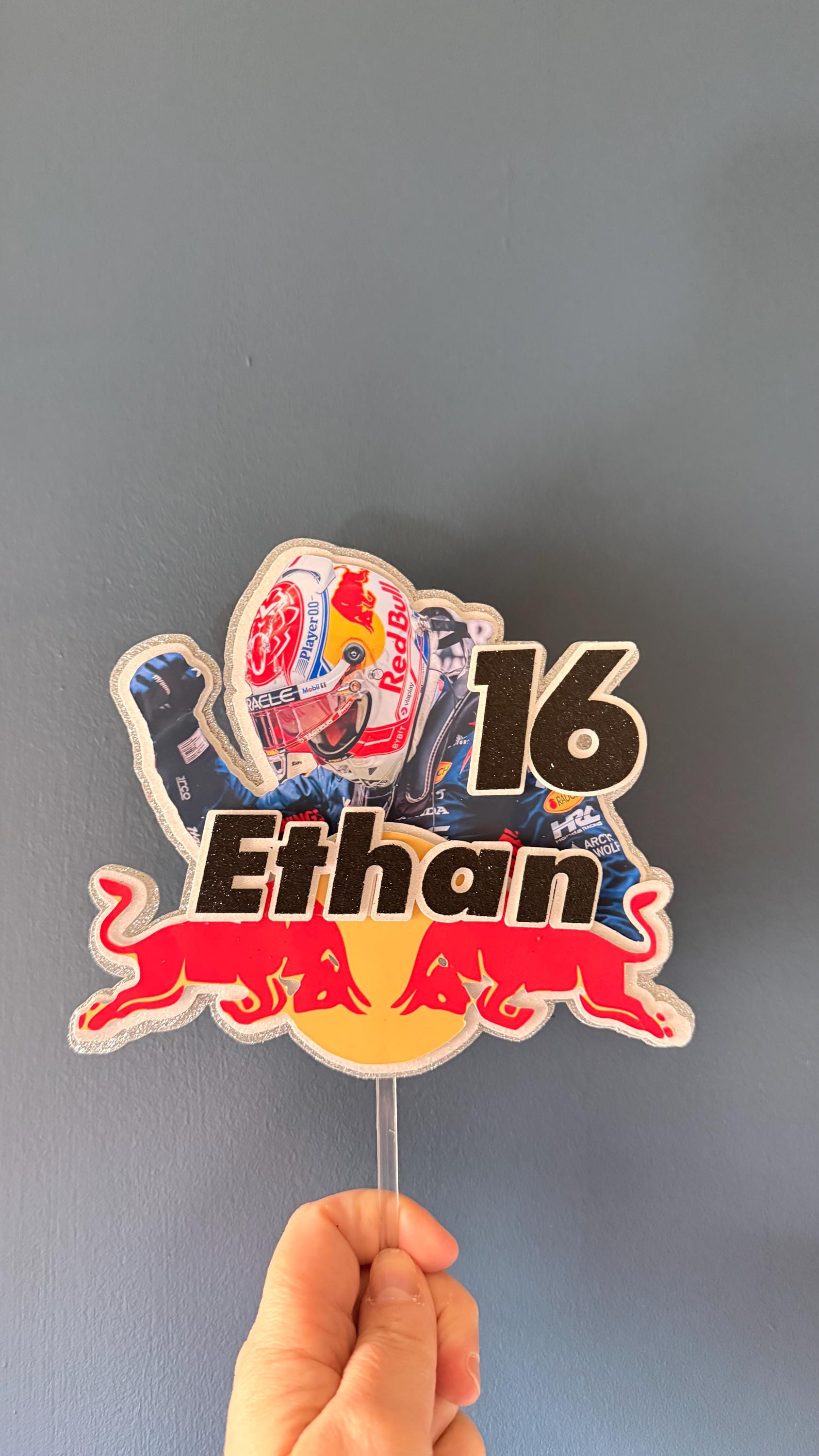 Max Verstappen Racing Driver Cake Topper |  Birthday Name Age (etsy image id: 7837662156)