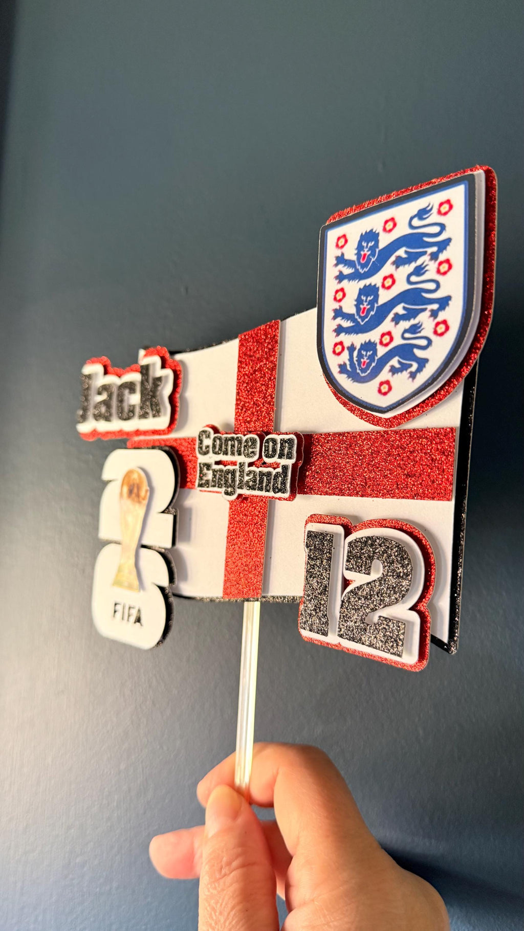 England Football Cake Topper Personalised with any Name, Age, World Cup Celebration (etsy image id: 7845975642)