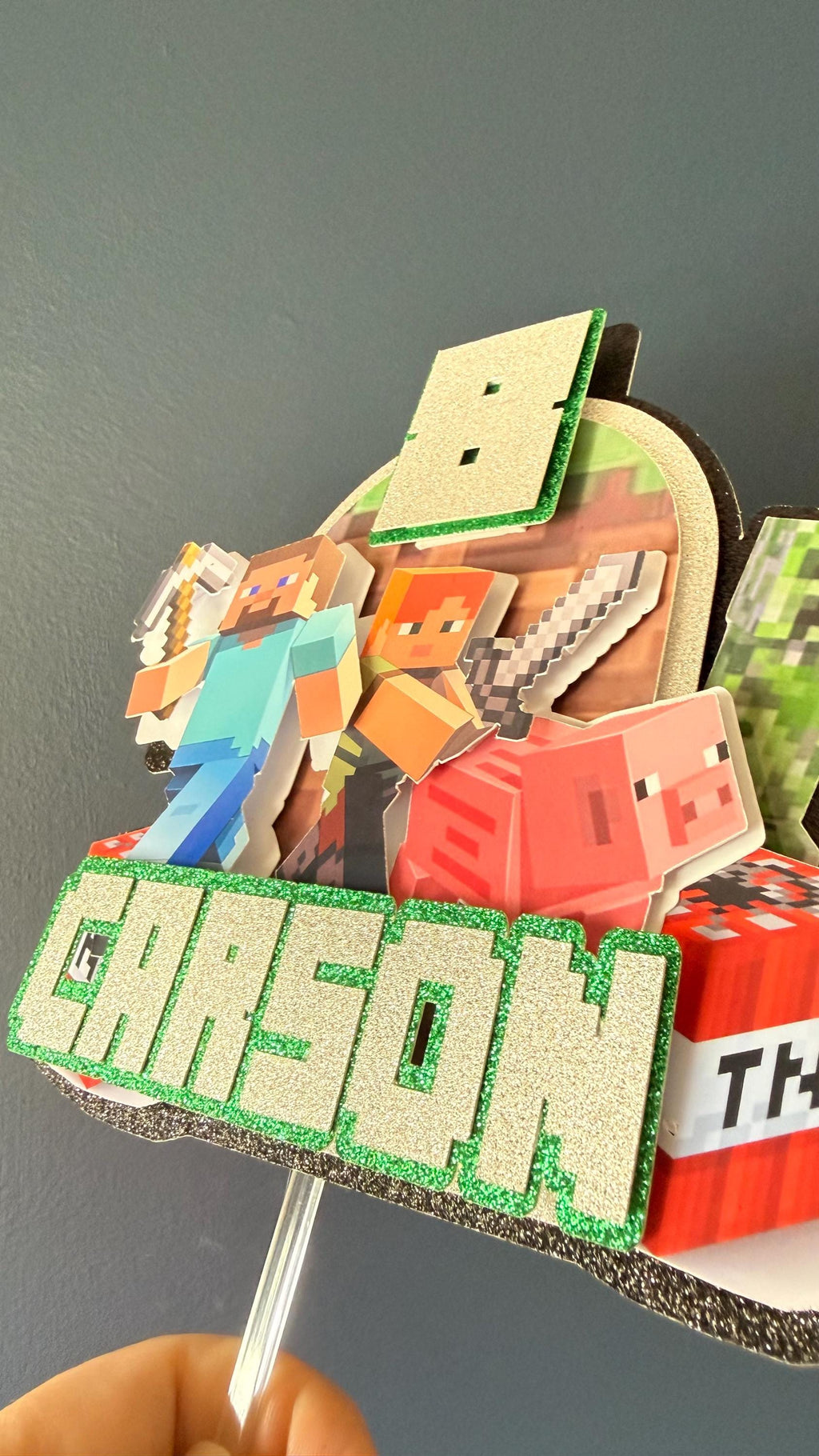 Pixel  Block Gaming Personalised Game Cake Topper | Any Name, Age, Birthday Decorations (etsy image id: 7849028220)