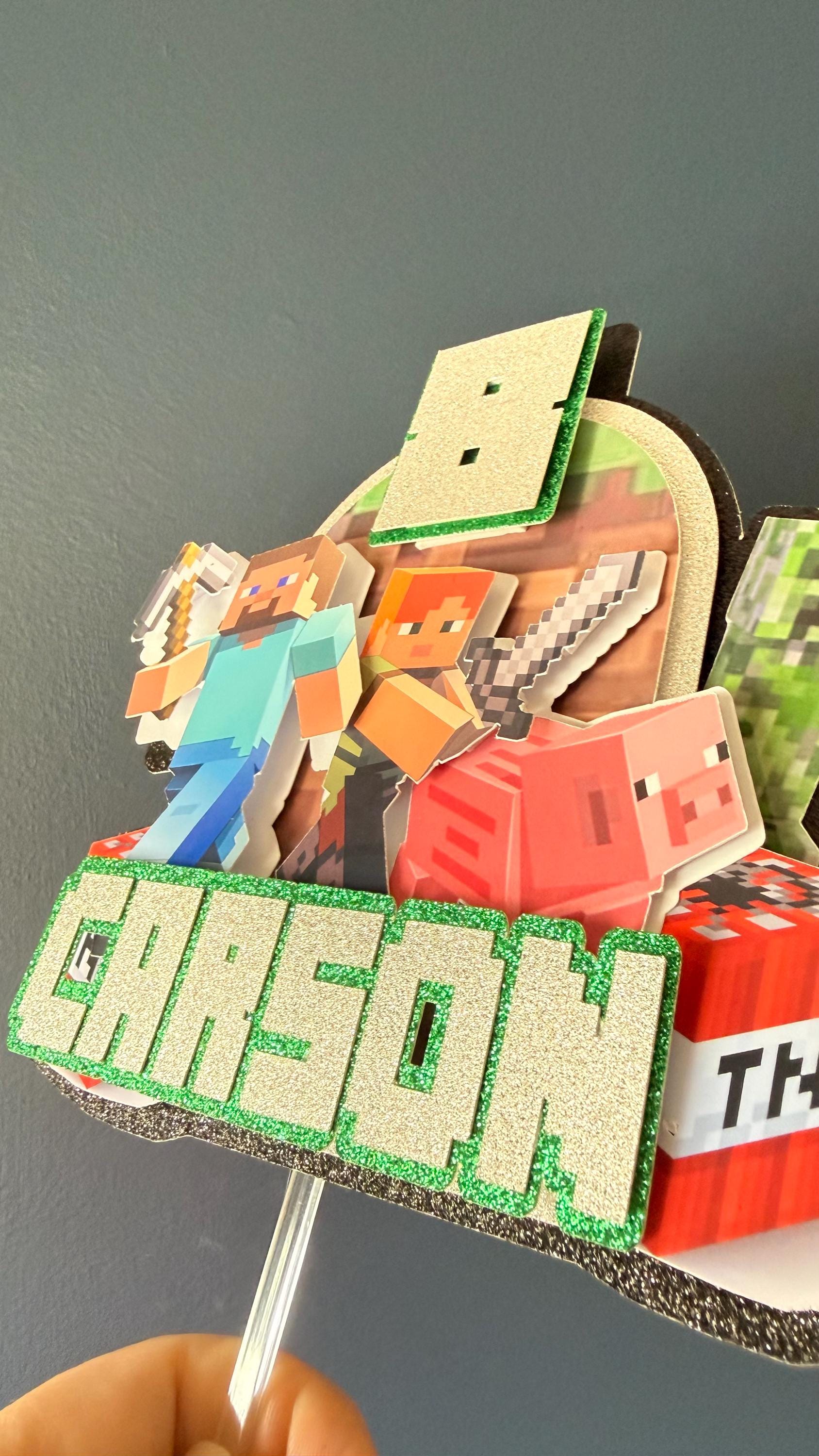 Pixel  Block Gaming Personalised Game Cake Topper | Any Name, Age, Birthday Decorations (etsy image id: 7849028220)