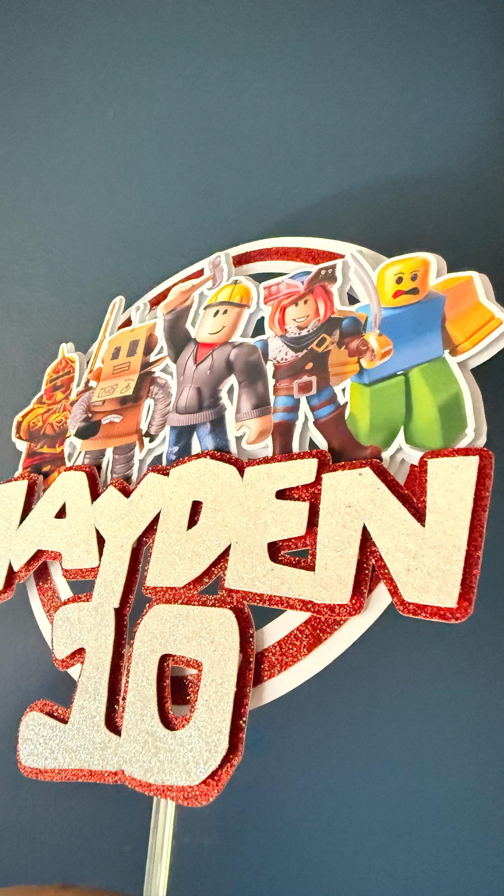Gaming Birthday Cake Topper - personalised | Gaming Characters, Glitter Card Design (etsy image id: 7849401132)