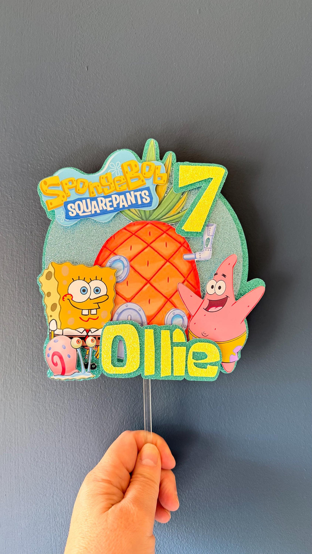 Cartoon Sponge and Friends Personalised Cake Topper | Any Name and Age | Kids Birthday Cake Topper __etsy:7852203480