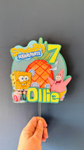 Cartoon Sponge and Friends Personalised Cake Topper | Any Name and Age | Kids Birthday Cake Topper __etsy:7852203480