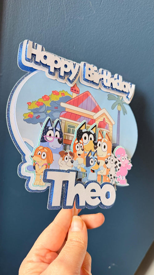 Blue Heeler Dog Family Personalised Cake Topper (etsy image id: 7859322276)