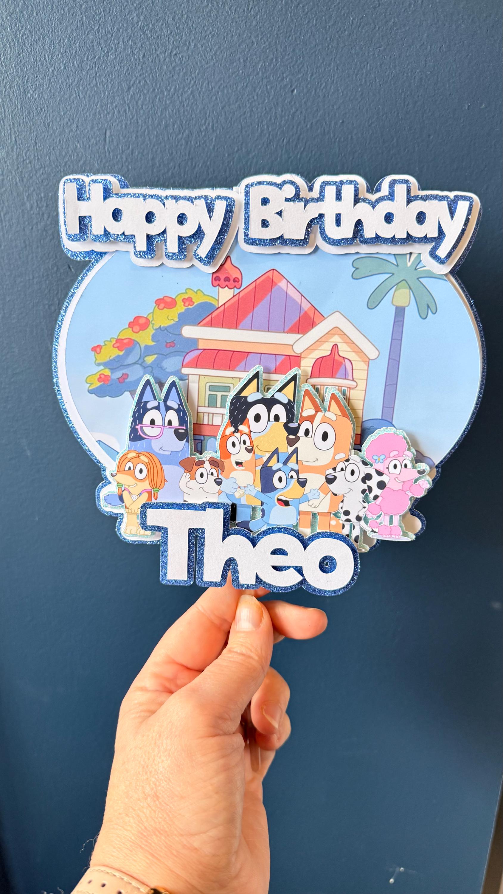 Blue Heeler Dog Family Personalised Cake Topper (etsy image id: 7859322292)