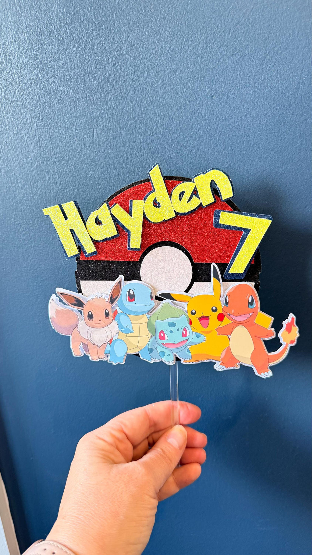 Pokemon Personalised Cake Topper | Any Name & Age | Kids Birthday Cake Topper (etsy image id: 7860398024)