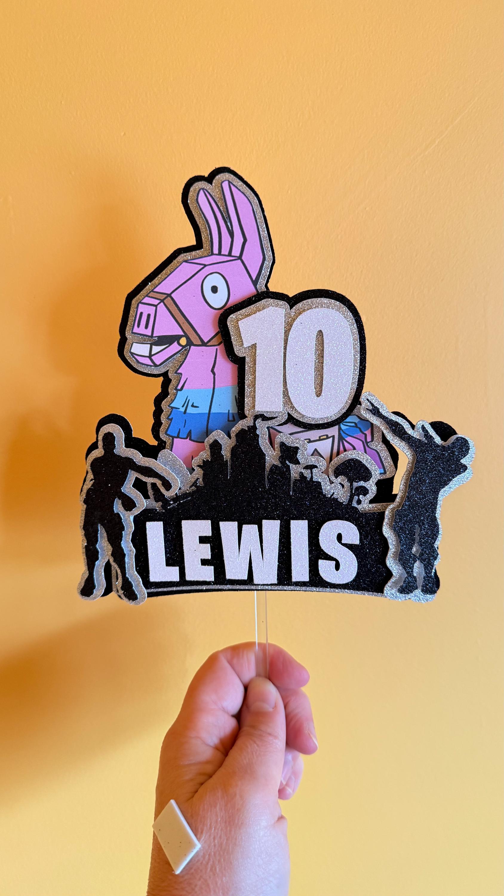 Personalised Gaming Loot Llama Cake Topper | Any Name Age Birthday (etsy image id: 7866580940)