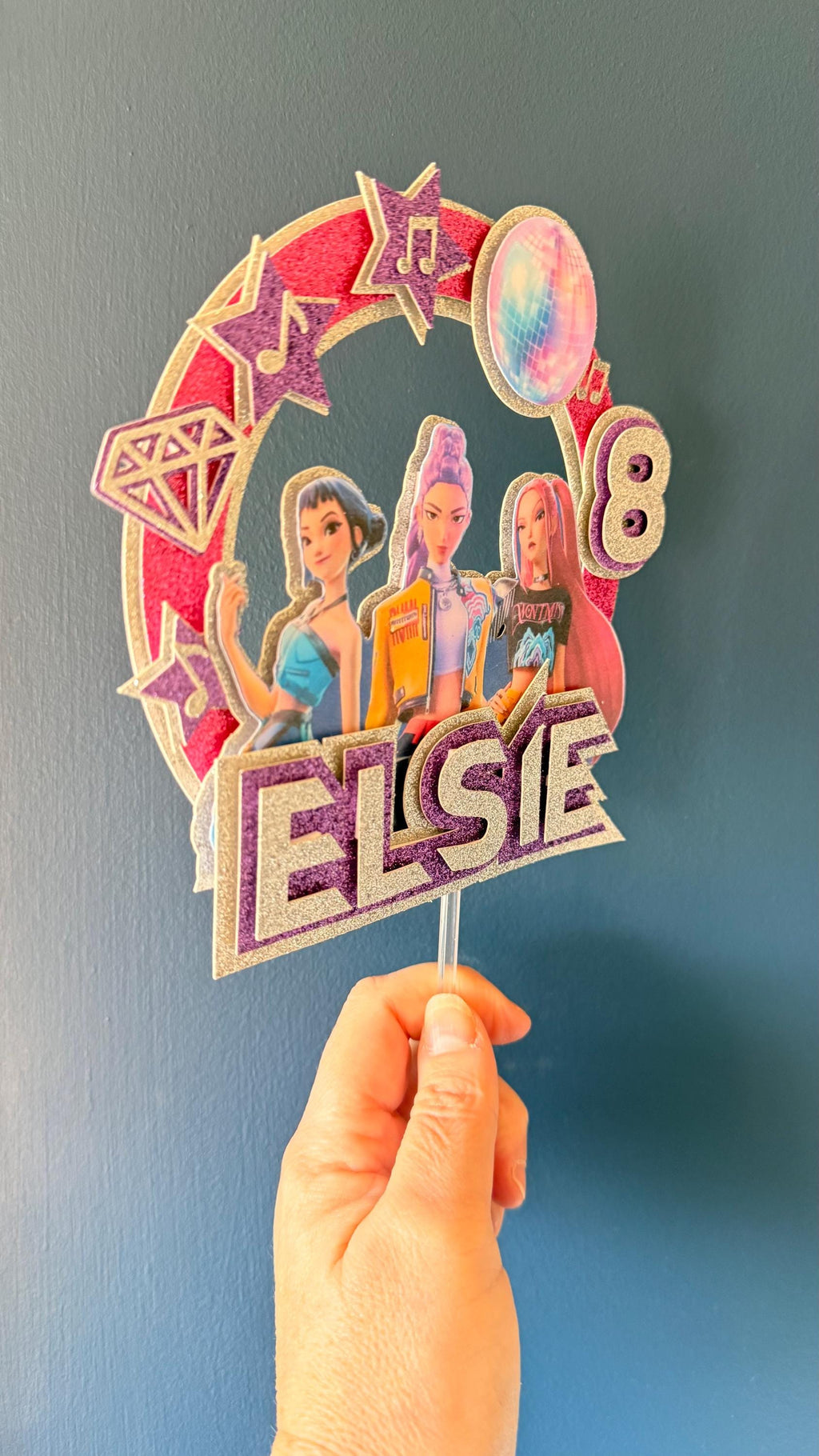 K-Pop Girl Group Personalised  Cake Topper | Name, Age, Glitter Card __etsy:7878697017