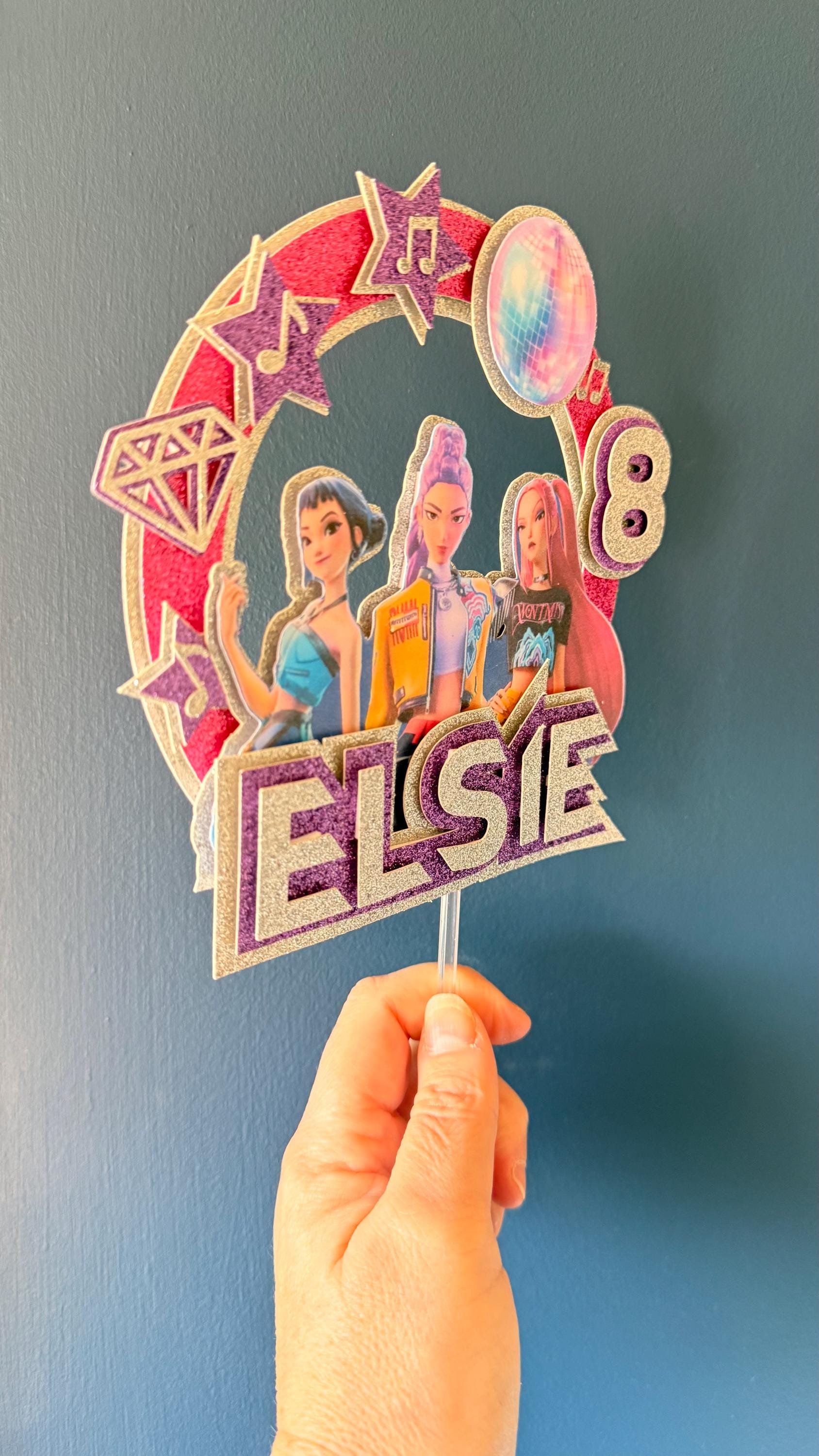 K-Pop Girl Group Personalised  Cake Topper | Name, Age, Glitter Card __etsy:7878697017