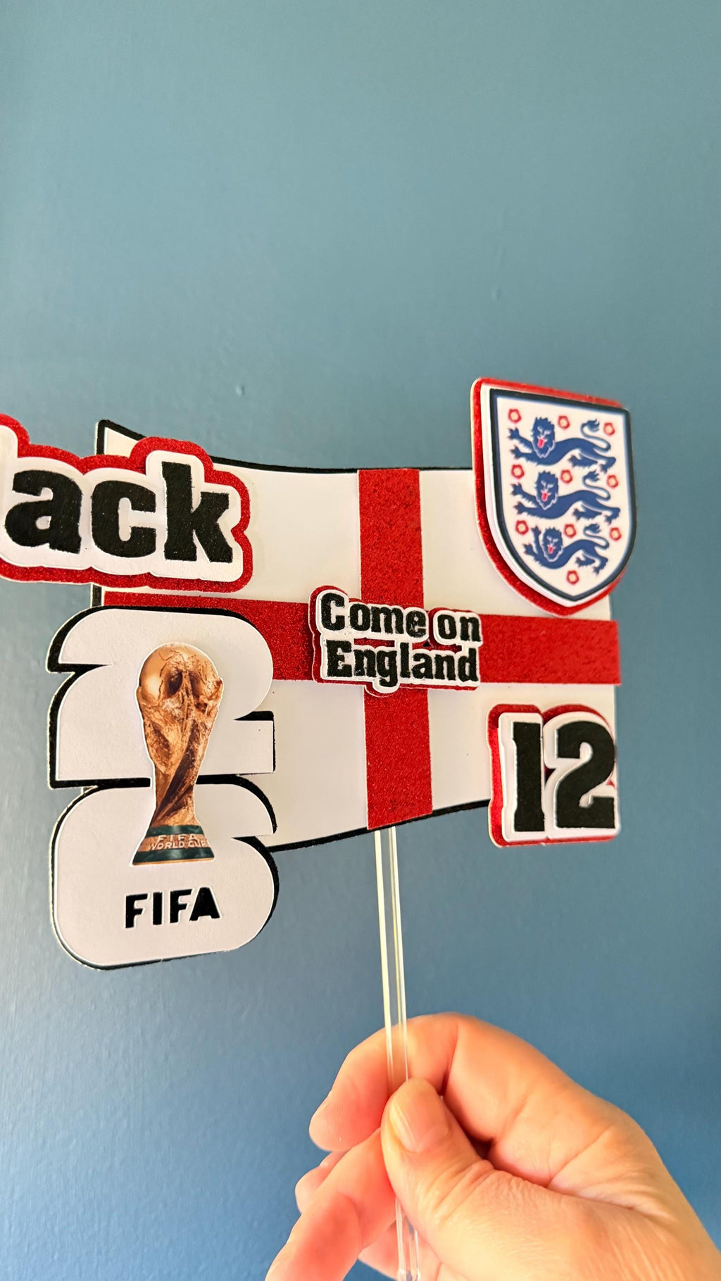 England Football Cake Topper Personalised with any Name, Age, World Cup Celebration (etsy image id: 7893932615)