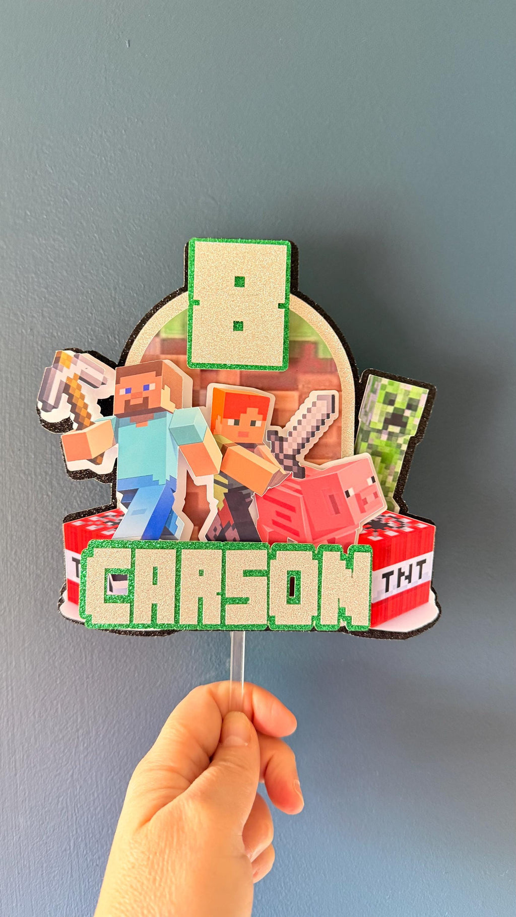 Pixel  Block Gaming Personalised Game Cake Topper | Any Name, Age, Birthday Decorations (etsy image id: 7896991155)