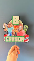Pixel  Block Gaming Personalised Game Cake Topper | Any Name, Age, Birthday Decorations (etsy image id: 7896991155)