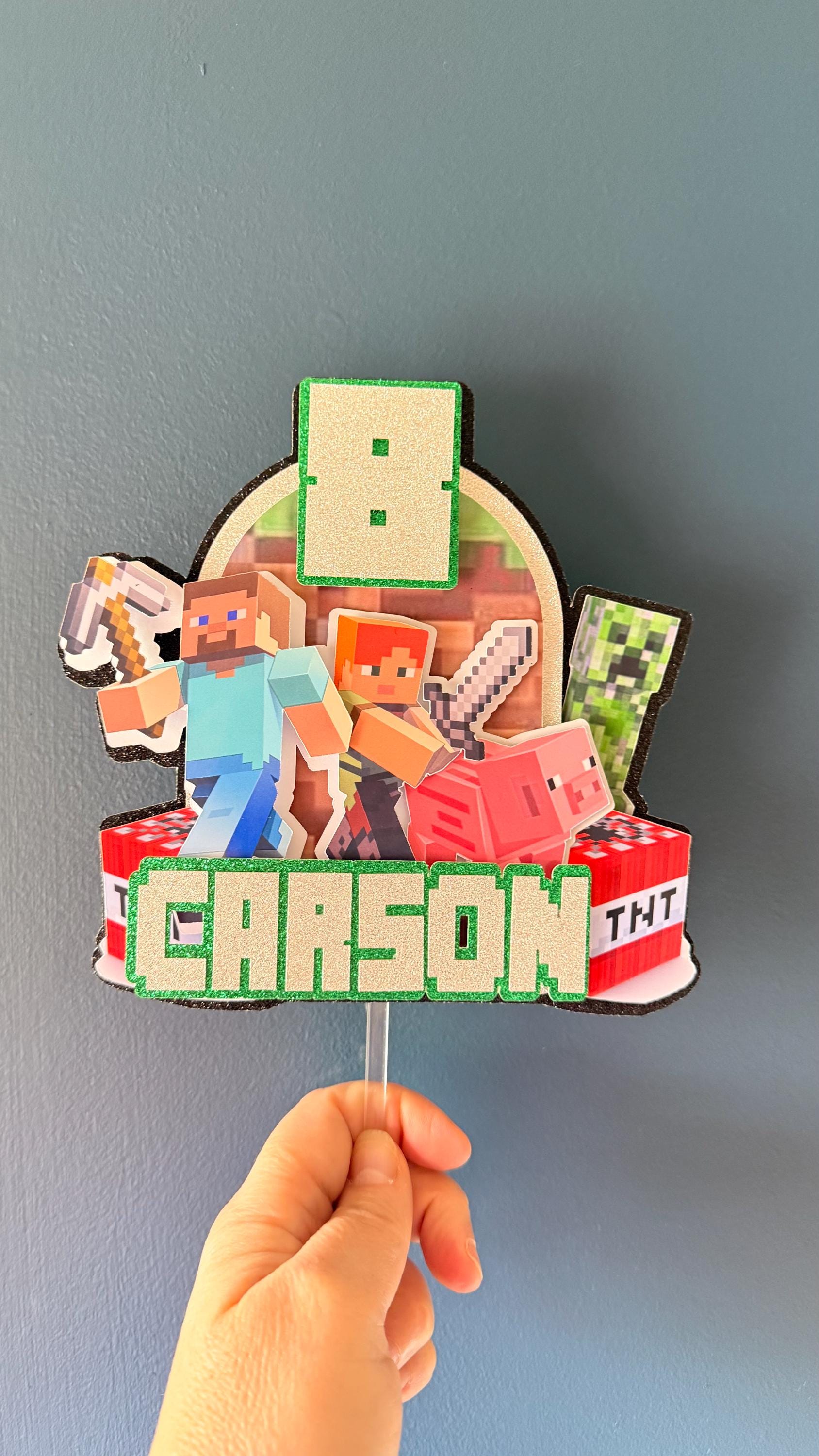 Pixel  Block Gaming Personalised Game Cake Topper | Any Name, Age, Birthday Decorations (etsy image id: 7896991155)