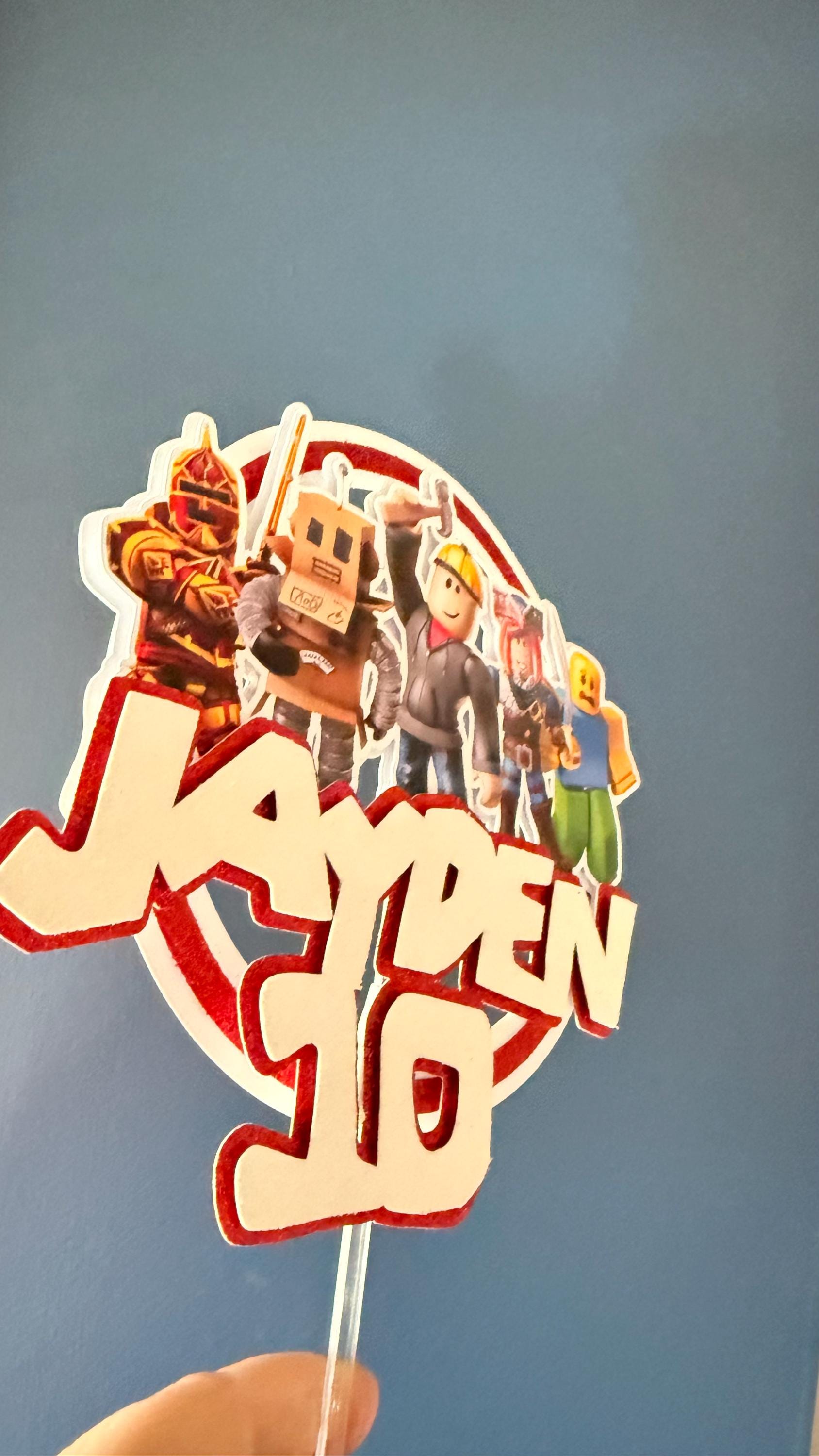Gaming Birthday Cake Topper - personalised | Gaming Characters, Glitter Card Design (etsy image id: 7897363631)
