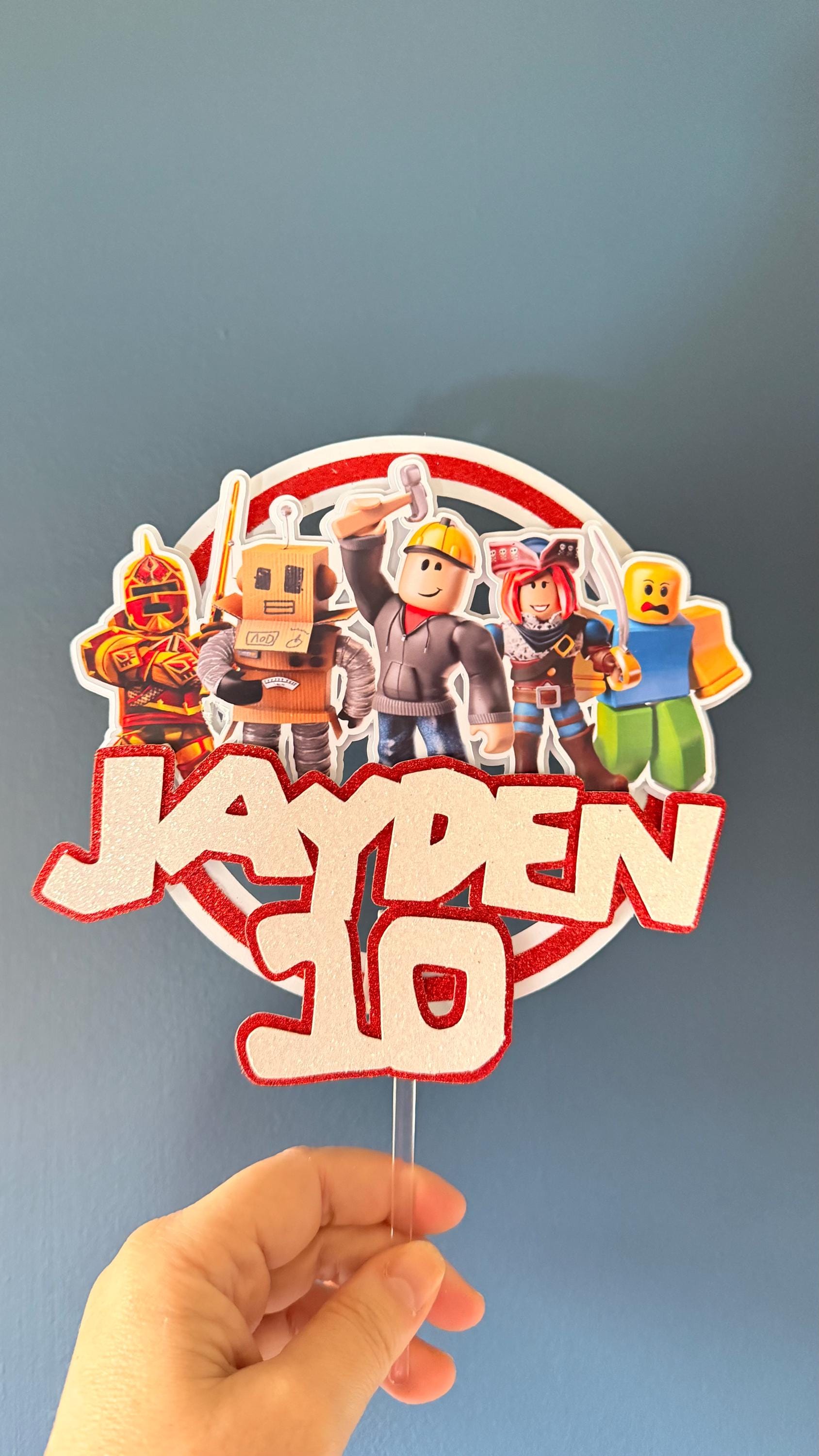 Gaming Birthday Cake Topper - personalised | Gaming Characters, Glitter Card Design (etsy image id: 7897363639)