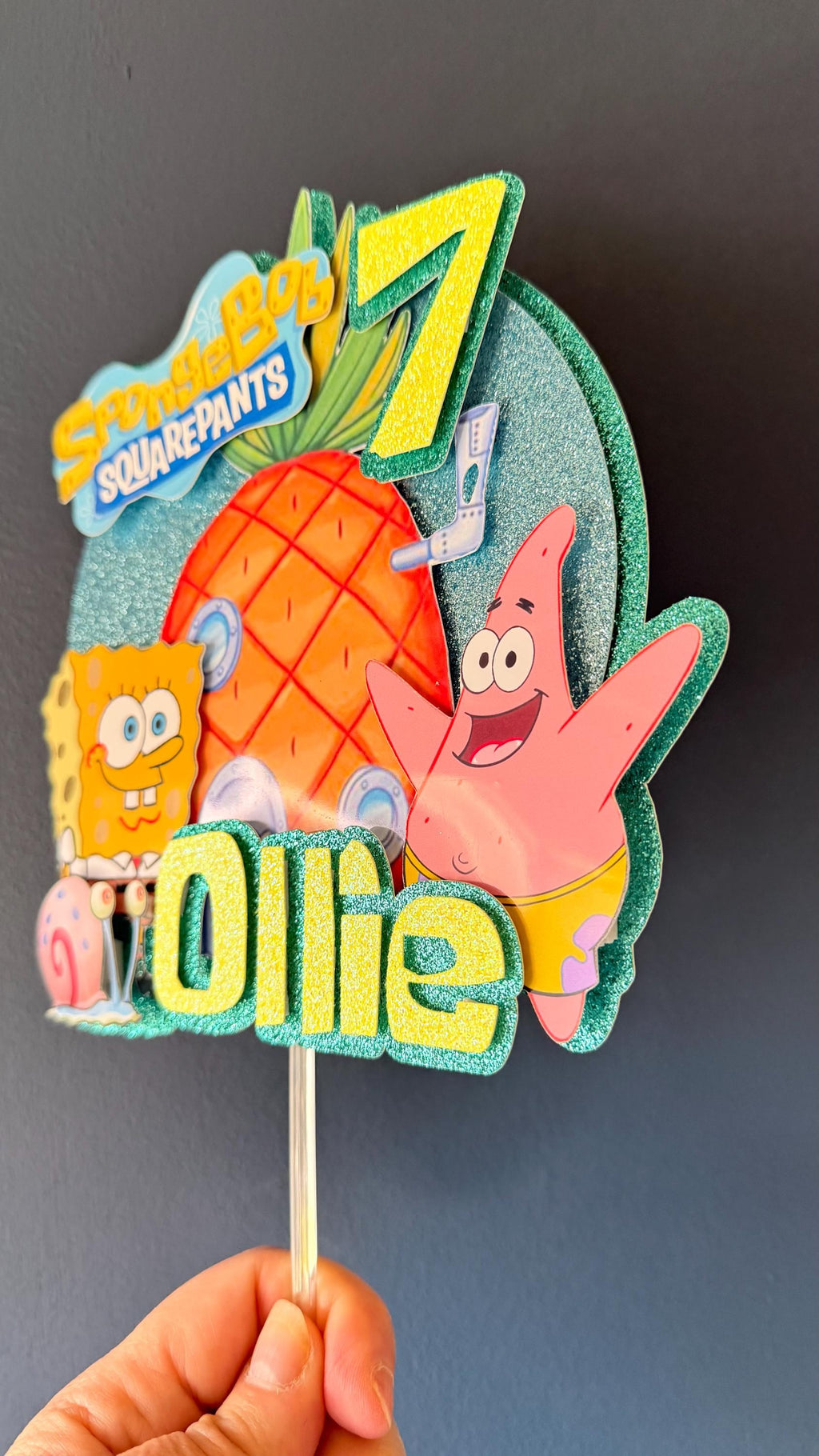 Cartoon Sponge and Friends Personalised Cake Topper | Any Name and Age | Kids Birthday Cake Topper __etsy:7900166191