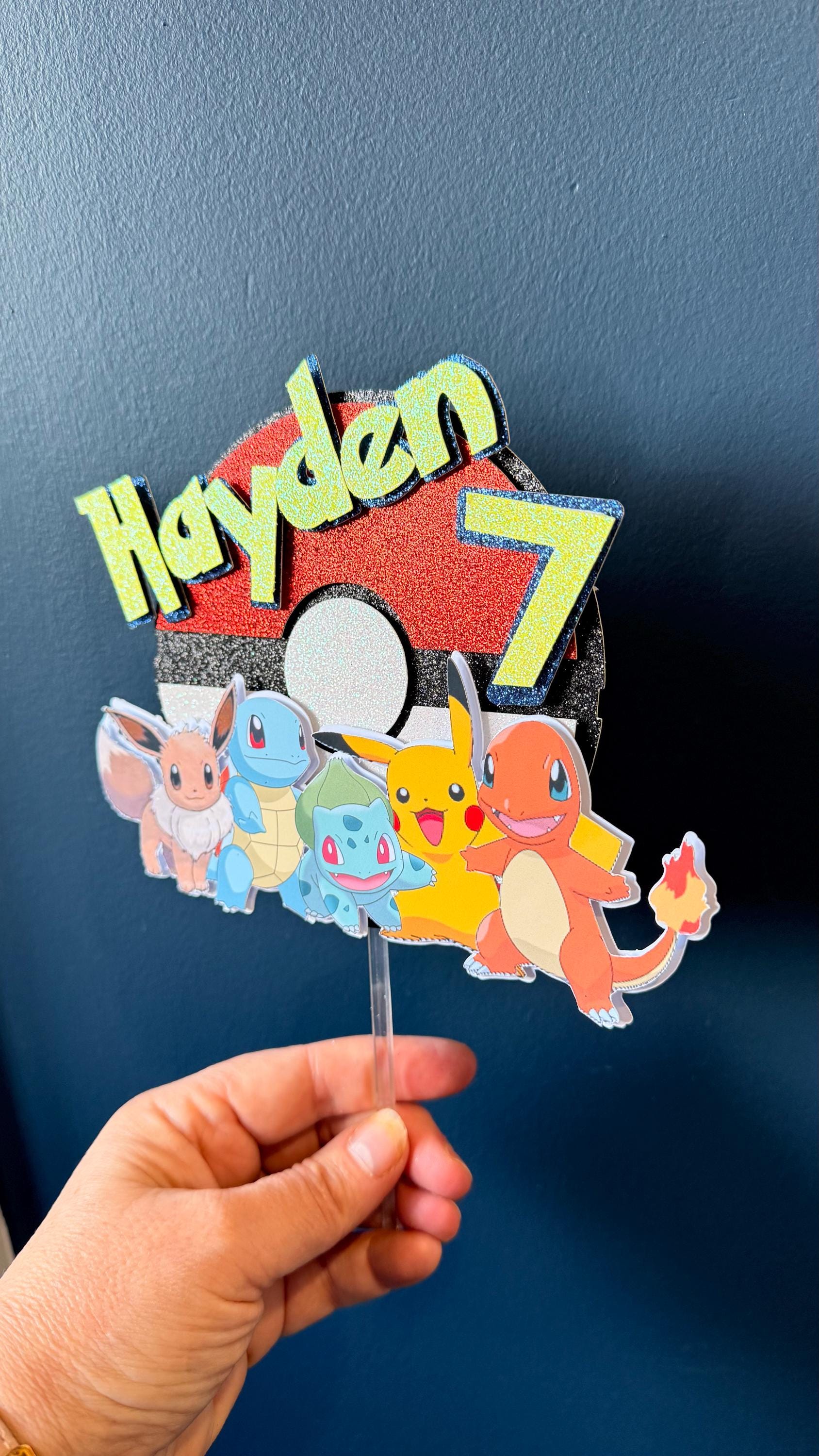 Pokemon Personalised Cake Topper | Any Name & Age | Kids Birthday Cake Topper (etsy image id: 7908349987)