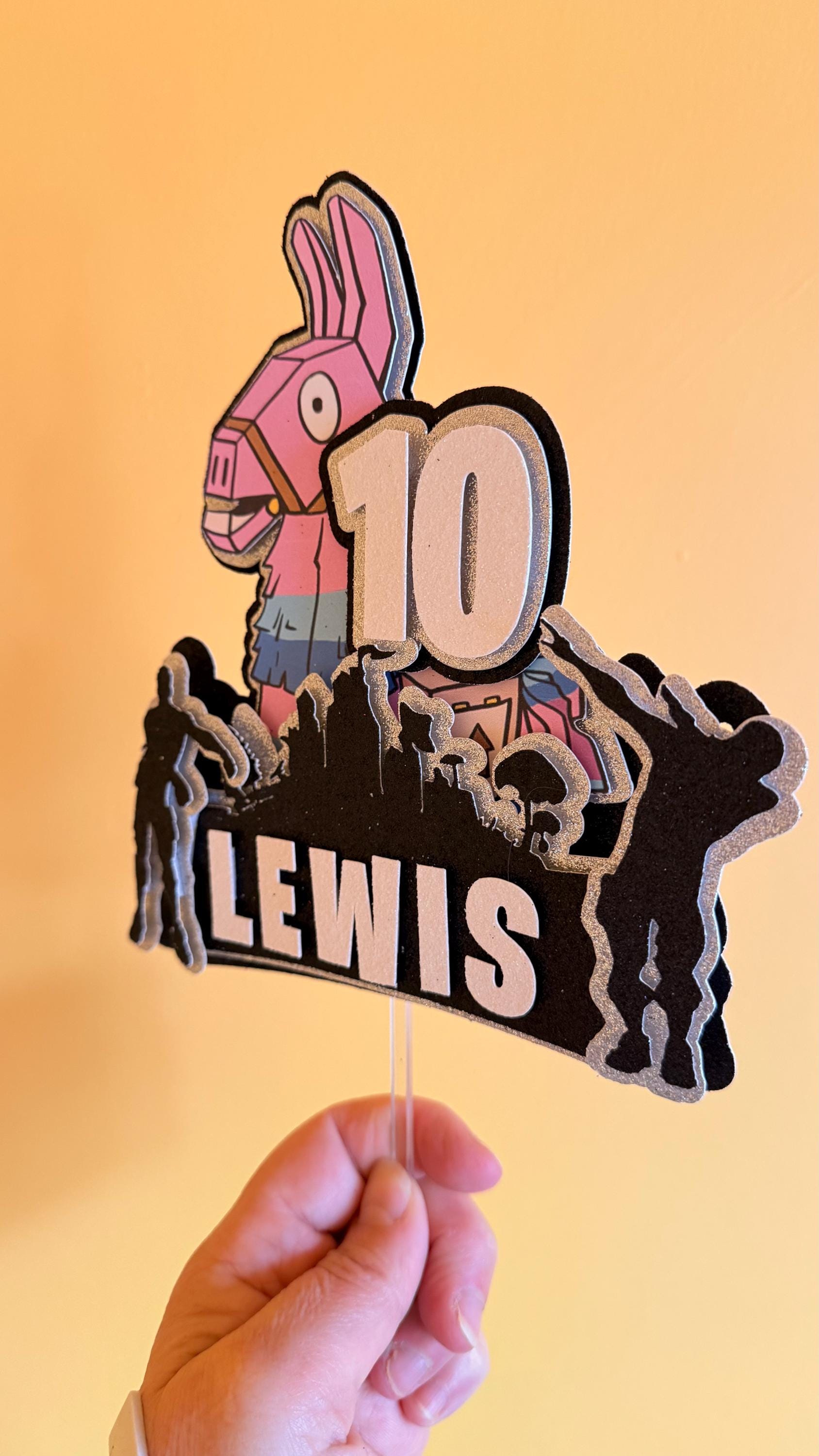 Personalised Gaming Loot Llama Cake Topper | Any Name Age Birthday (etsy image id: 7914533829)
