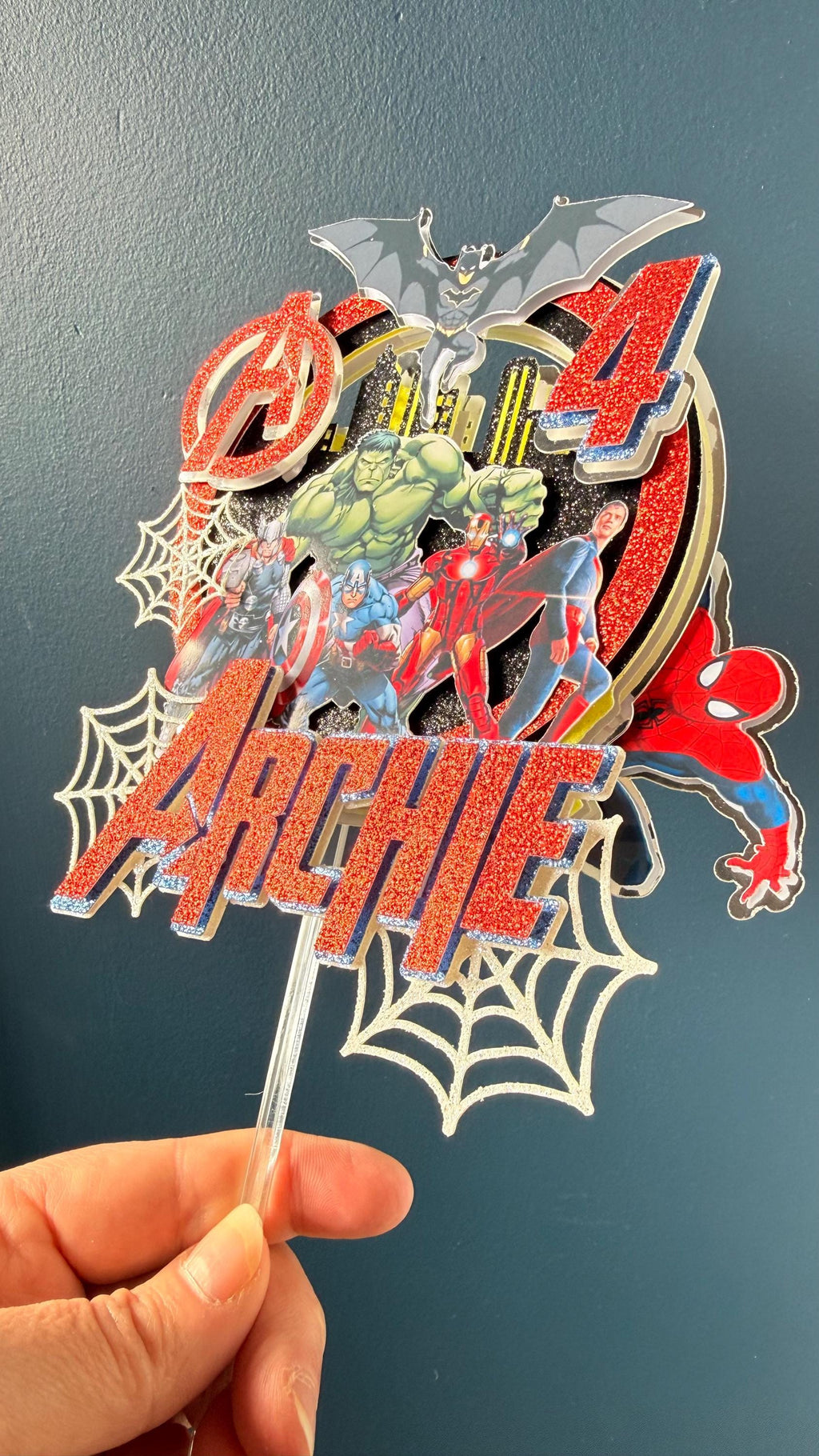Personalised Superhero Squad Cake Topper | Kids Birthday Name Age (etsy image id: 7917821649)