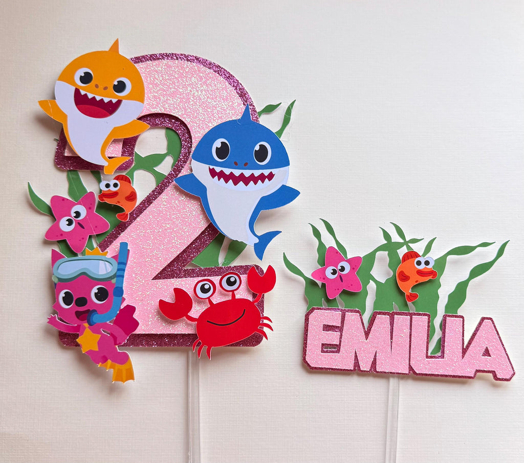 Personalised Under the Sea Birthday Cake Topper | Glitter Name & Age Set (etsy image id: 7939229791)