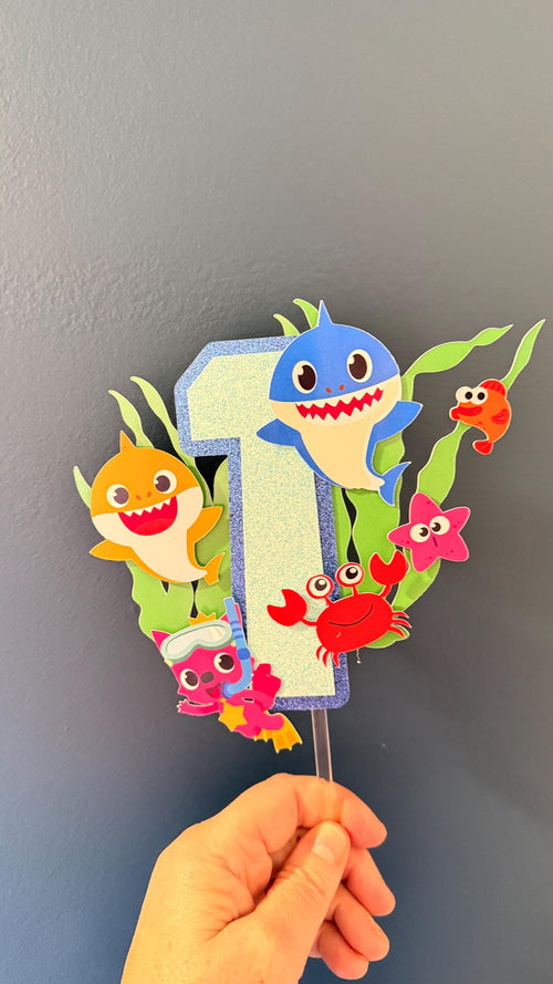 Personalised Under the Sea Birthday Cake Topper | Glitter Name & Age Set (etsy image id: 7939229793)