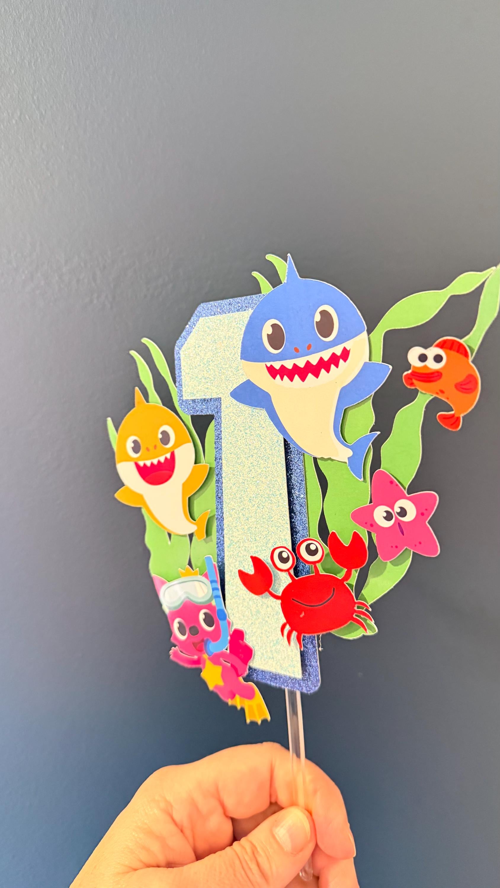 Personalised Under the Sea Birthday Cake Topper | Glitter Name & Age Set (etsy image id: 7939229795)