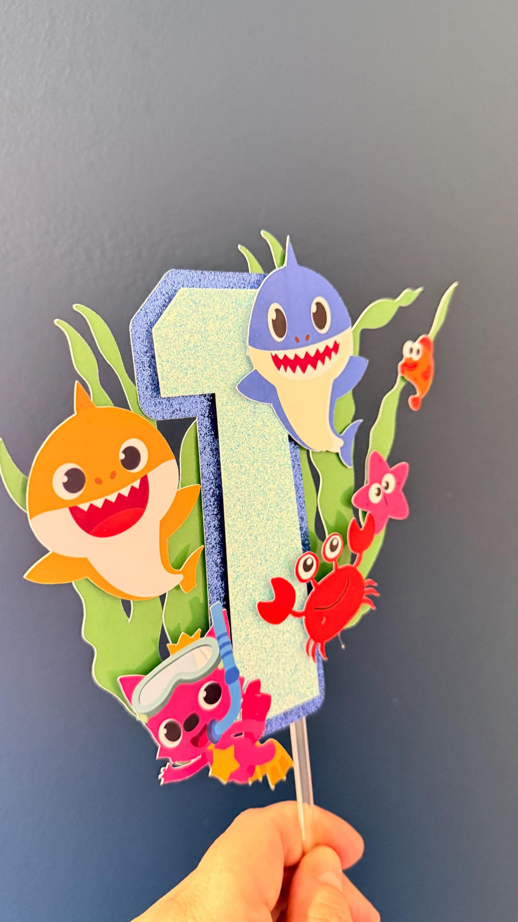 Personalised Under the Sea Birthday Cake Topper | Glitter Name & Age Set (etsy image id: 7939229803)