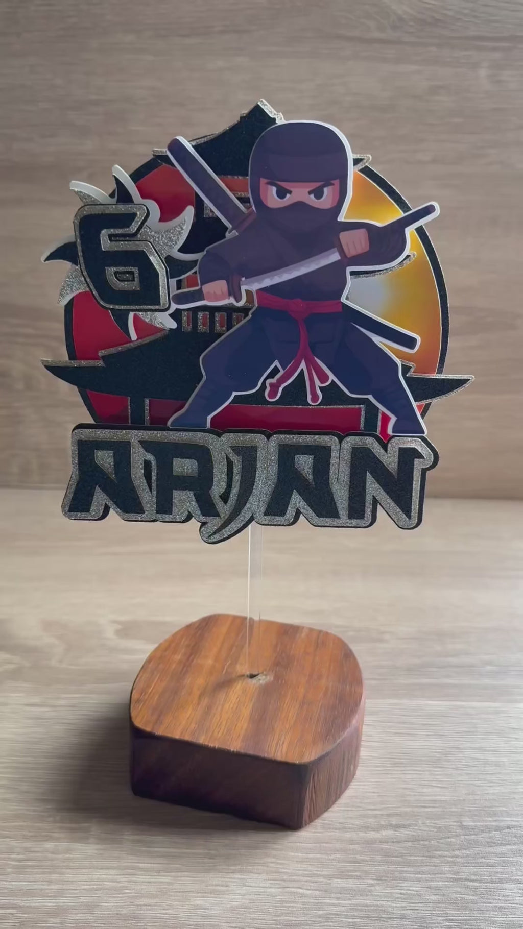 Ninja Personalised Cake Topper | Custom Name & Age Birthday Decoration