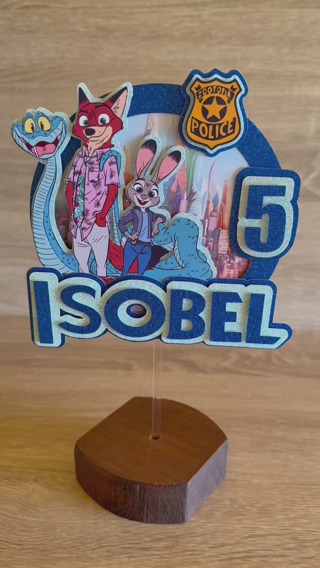 Zootopia 2 (Zootropolis) Personalised Cake Topper | Custom Name & Age Birthday Decoration