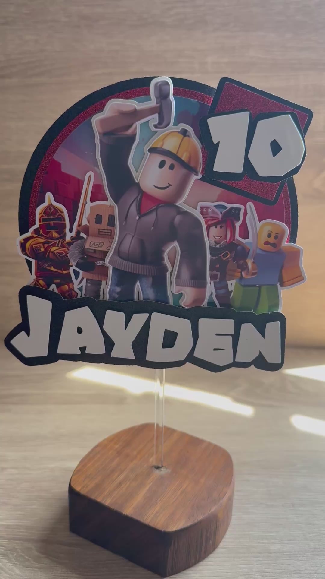 Roblox Personalised Cake Topper – Custom Name & Age Birthday Decor