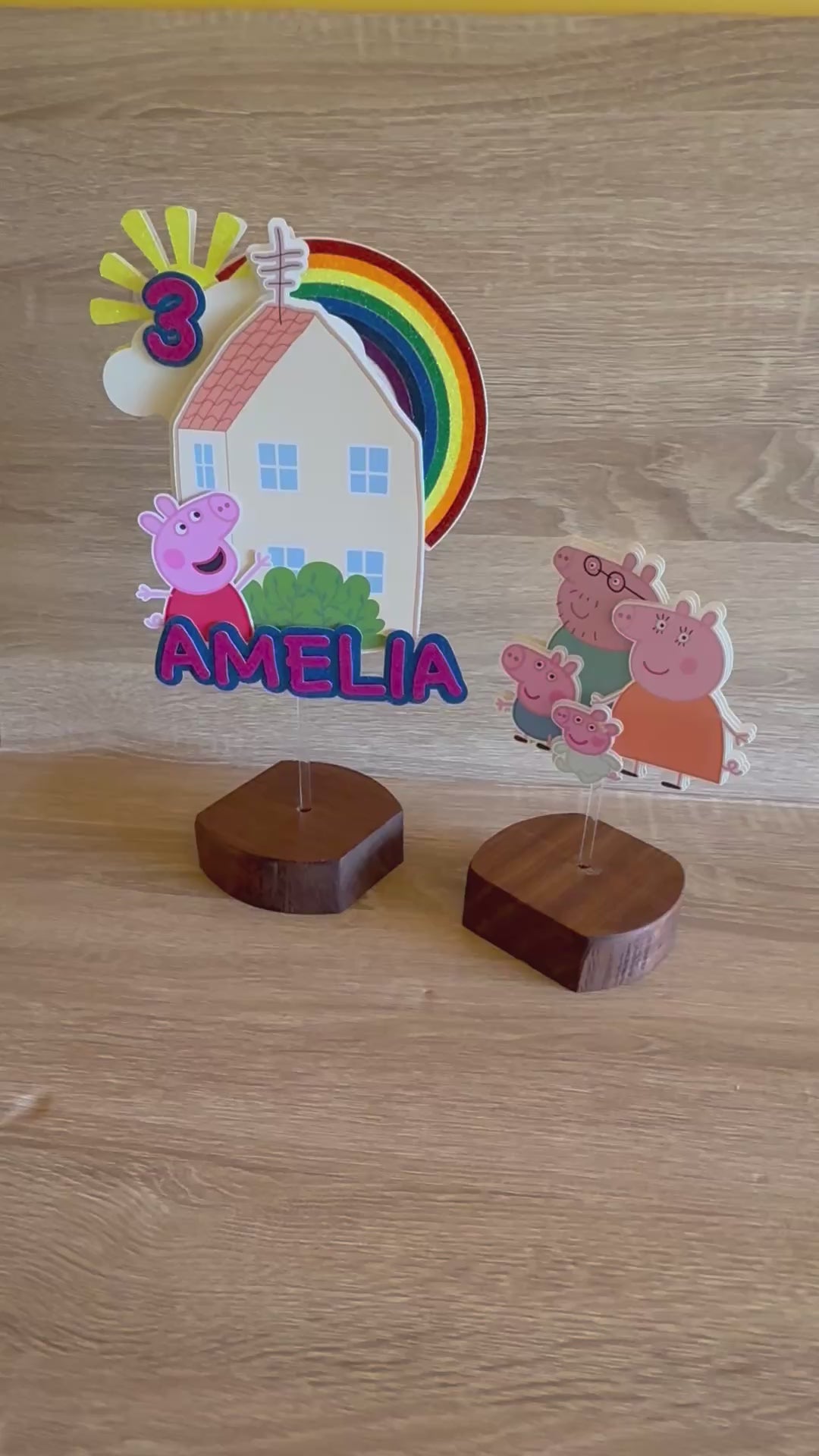 Peppa Pig House Cake Topper Set | Personalised Name & Age Birthday Decoration