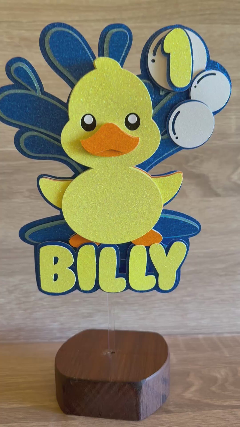Duck Birthday Cake Topper – Personalised Name Decoration