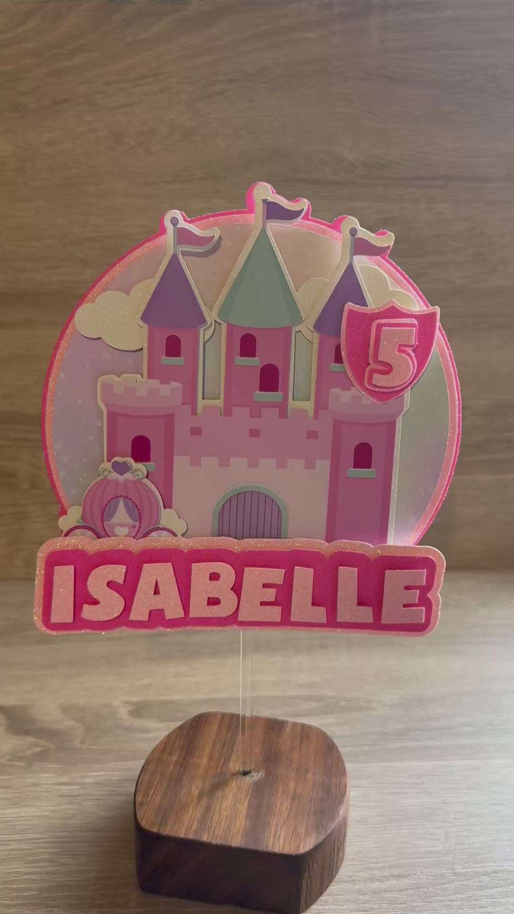 Personalised Princess Castle Cake Topper – Custom Name & Age Birthday Decoration