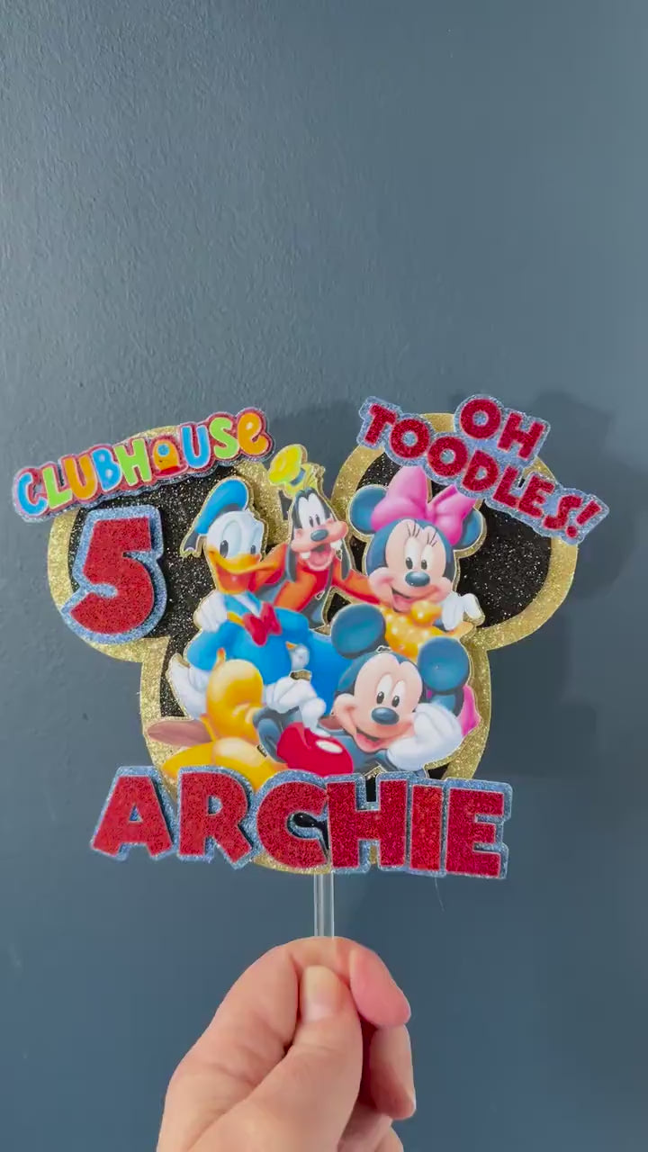 Mickey Mouse Personalised Cake Topper | Custom Name & Age Birthday Decoration