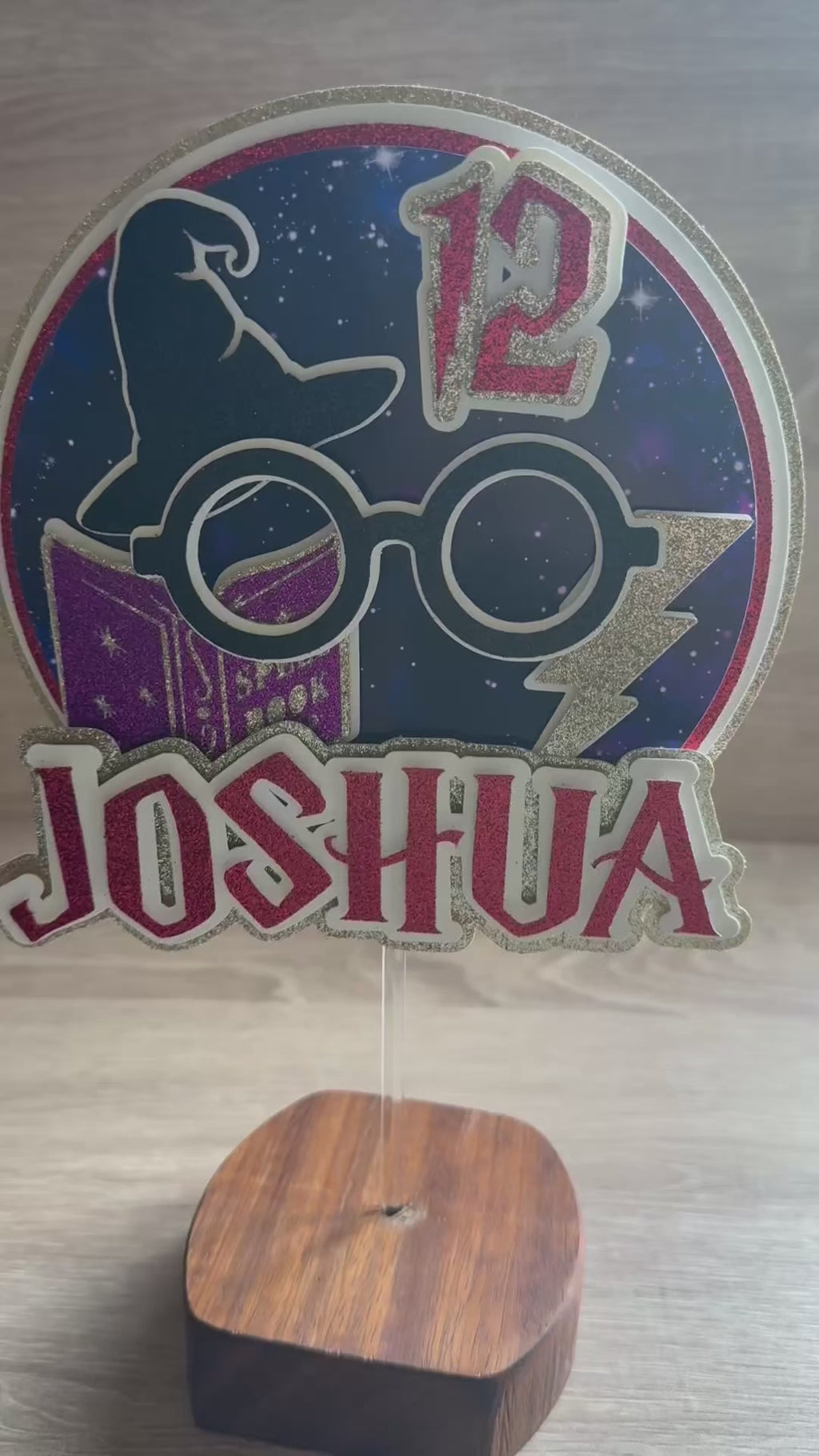 Fantasy Wizard Personalised Cake Topper | Custom Name & Age Birthday Decoration