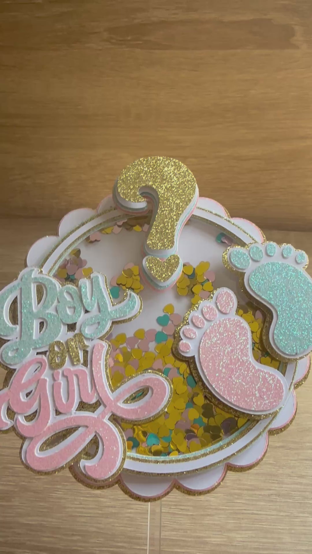Gender Reveal Shaker Cake Topper | Boy or Girl Baby Shower Decoration