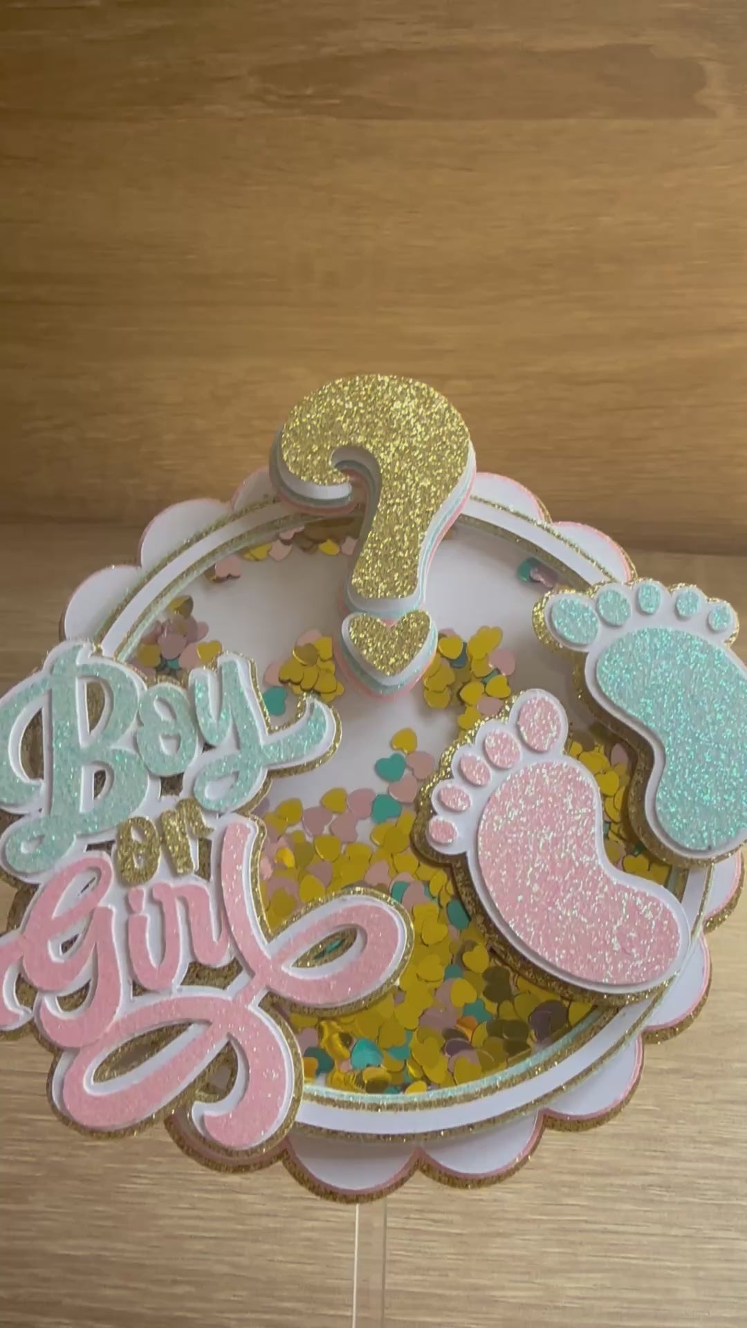 Gender Reveal Shaker Cake Topper | Boy or Girl Baby Shower Decoration