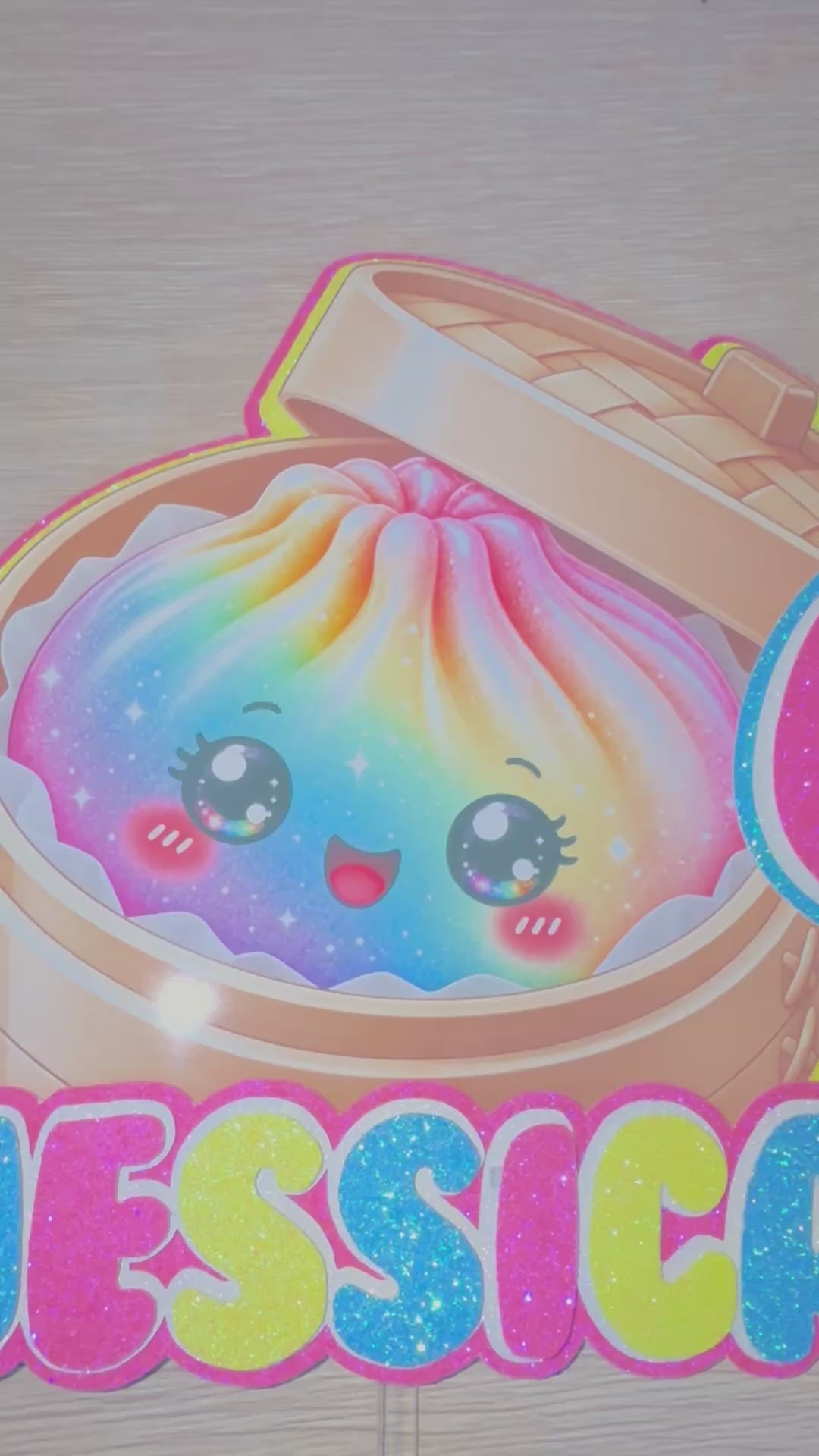 Kawaii Dumpling  Squishy Cake Topper – Personalised Name & Age
