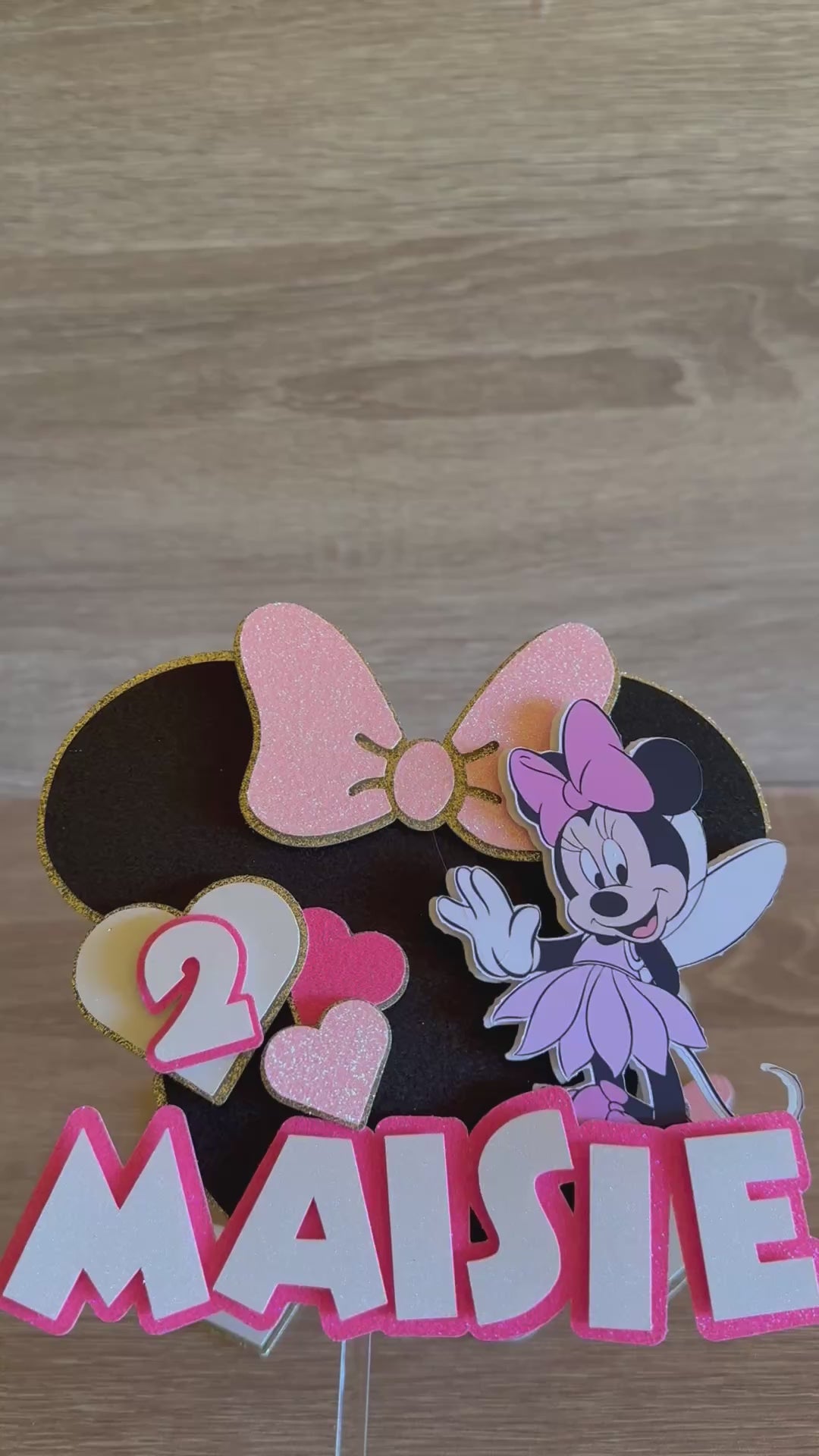 Minnie Mouse Fairy Cake Topper | Personalised Name & Age Birthday Decoration